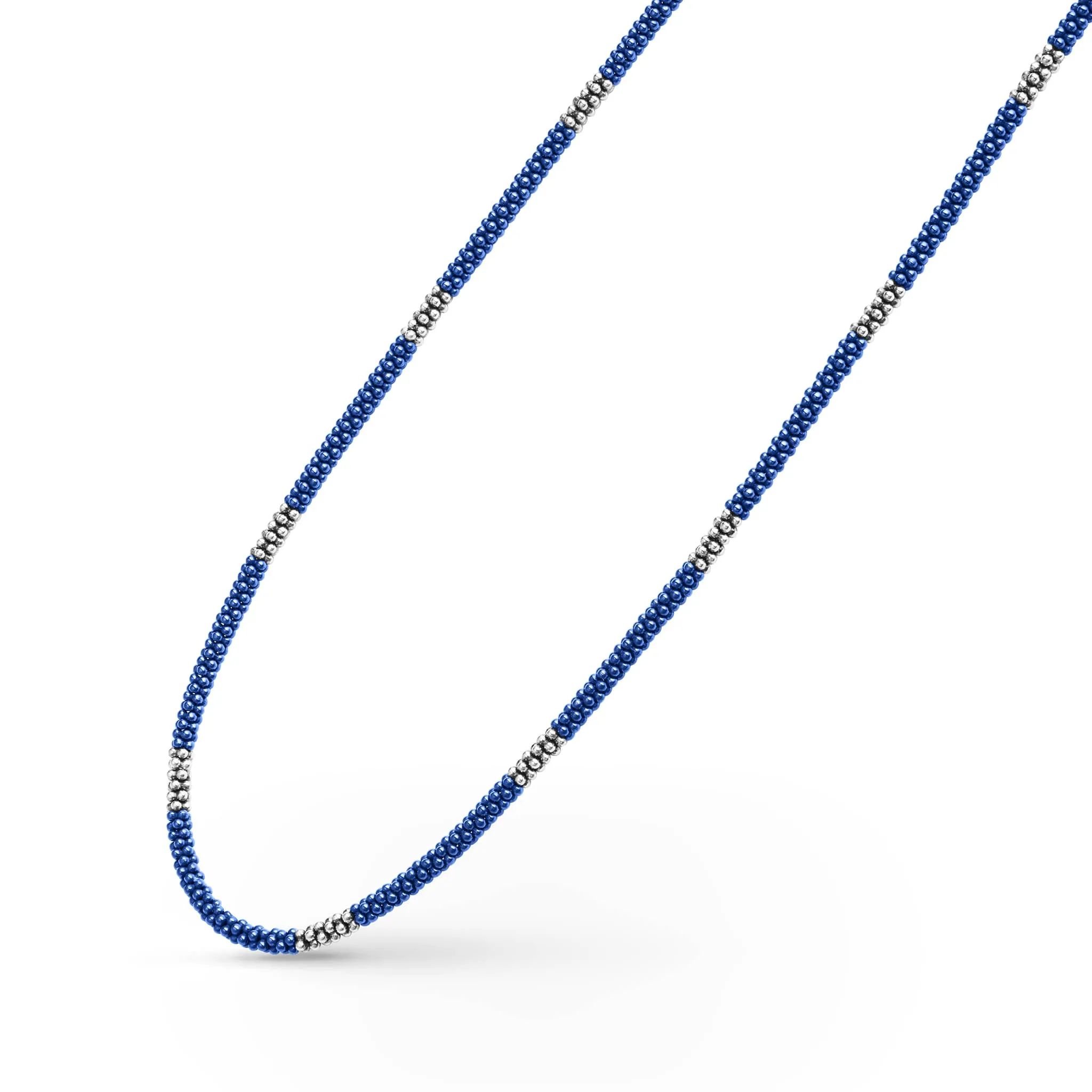 Blue Caviar Ultramarine Silver Station Ceramic Beaded Necklace 3mm sold by LAGOS product image thumbnail 4