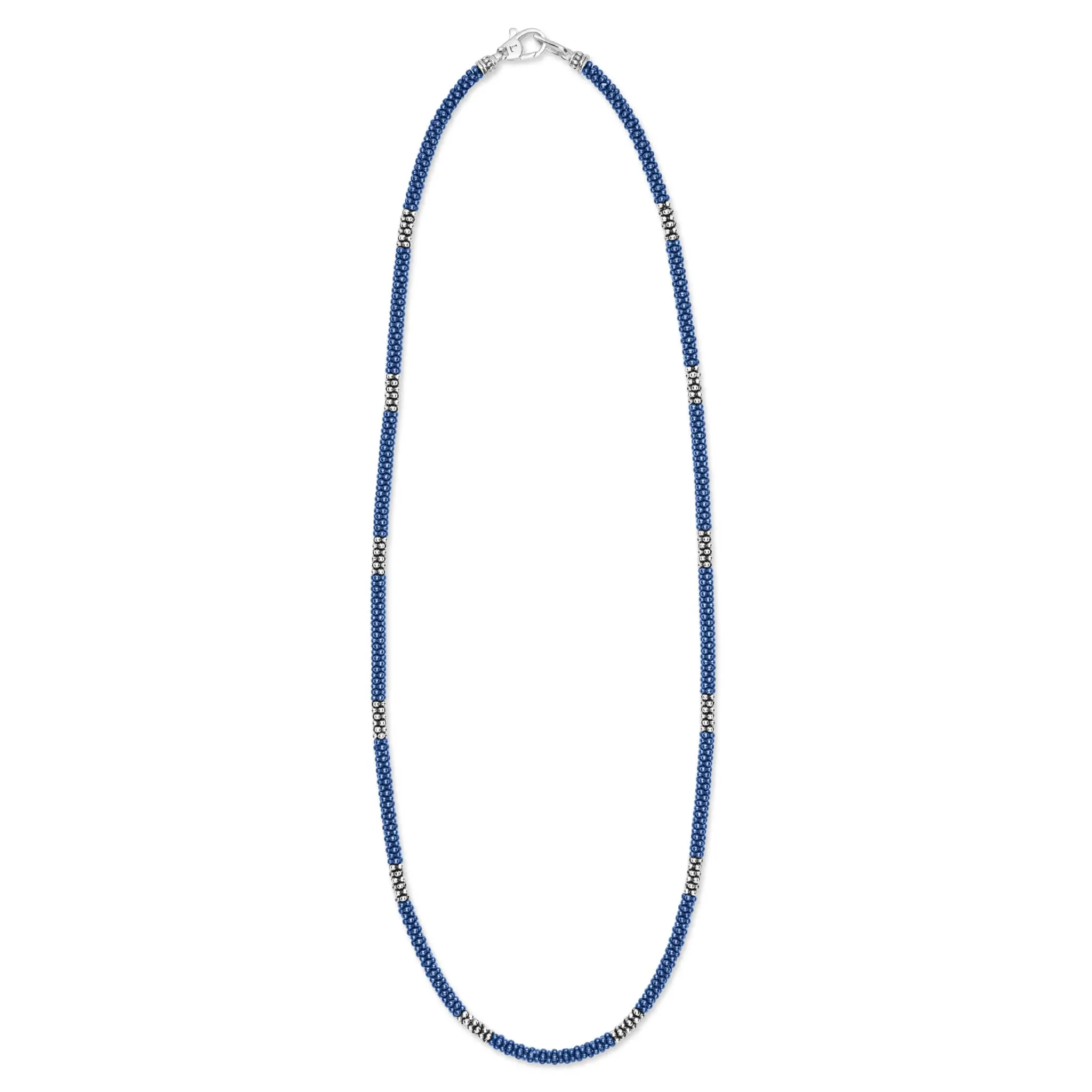 Blue Caviar Ultramarine Silver Station Ceramic Beaded Necklace 3mm sold by LAGOS product image thumbnail 3