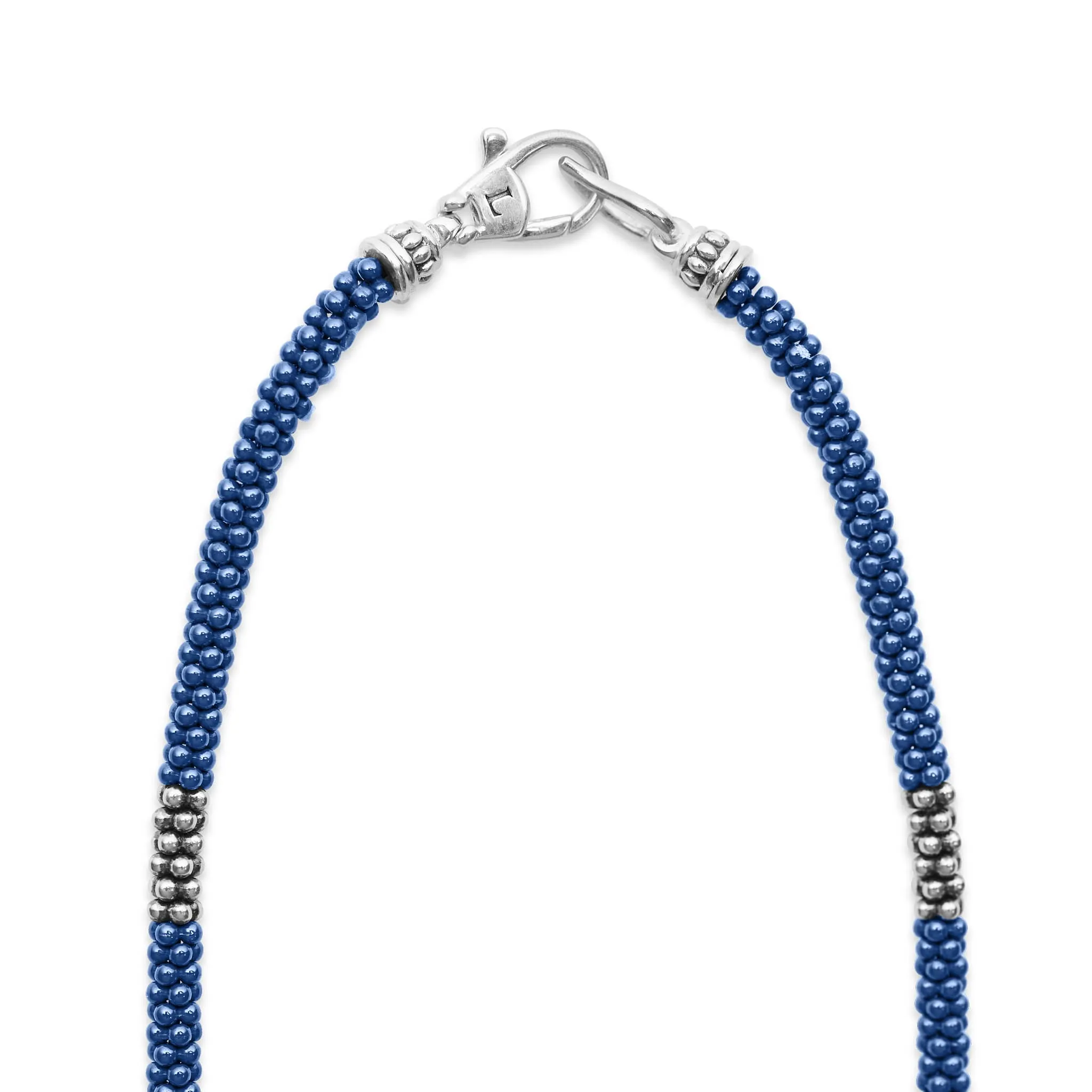 Blue Caviar Ultramarine Silver Station Ceramic Beaded Necklace 3mm sold by LAGOS product image thumbnail 5