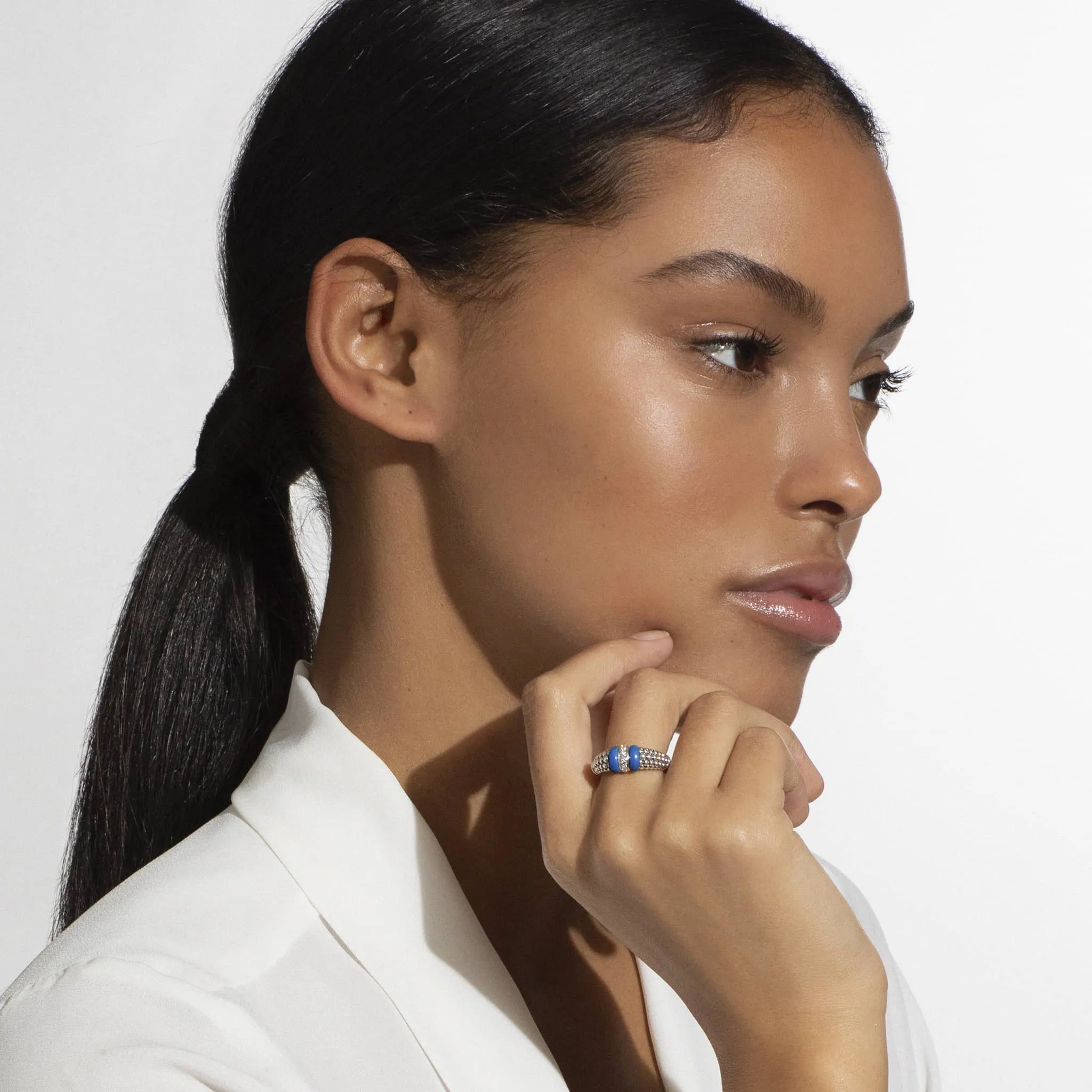 Blue Caviar Ultramarine Ceramic and Diamond Caviar Ring sold by LAGOS product image thumbnail 2