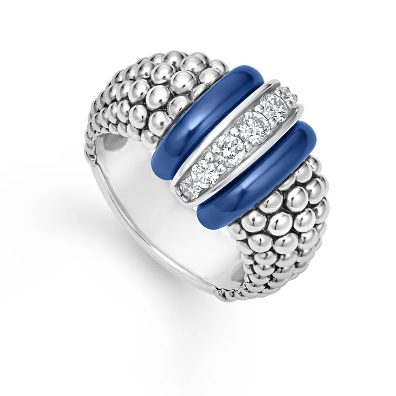 Blue Caviar Ultramarine Ceramic Caviar Diamond Ring sold by LAGOS