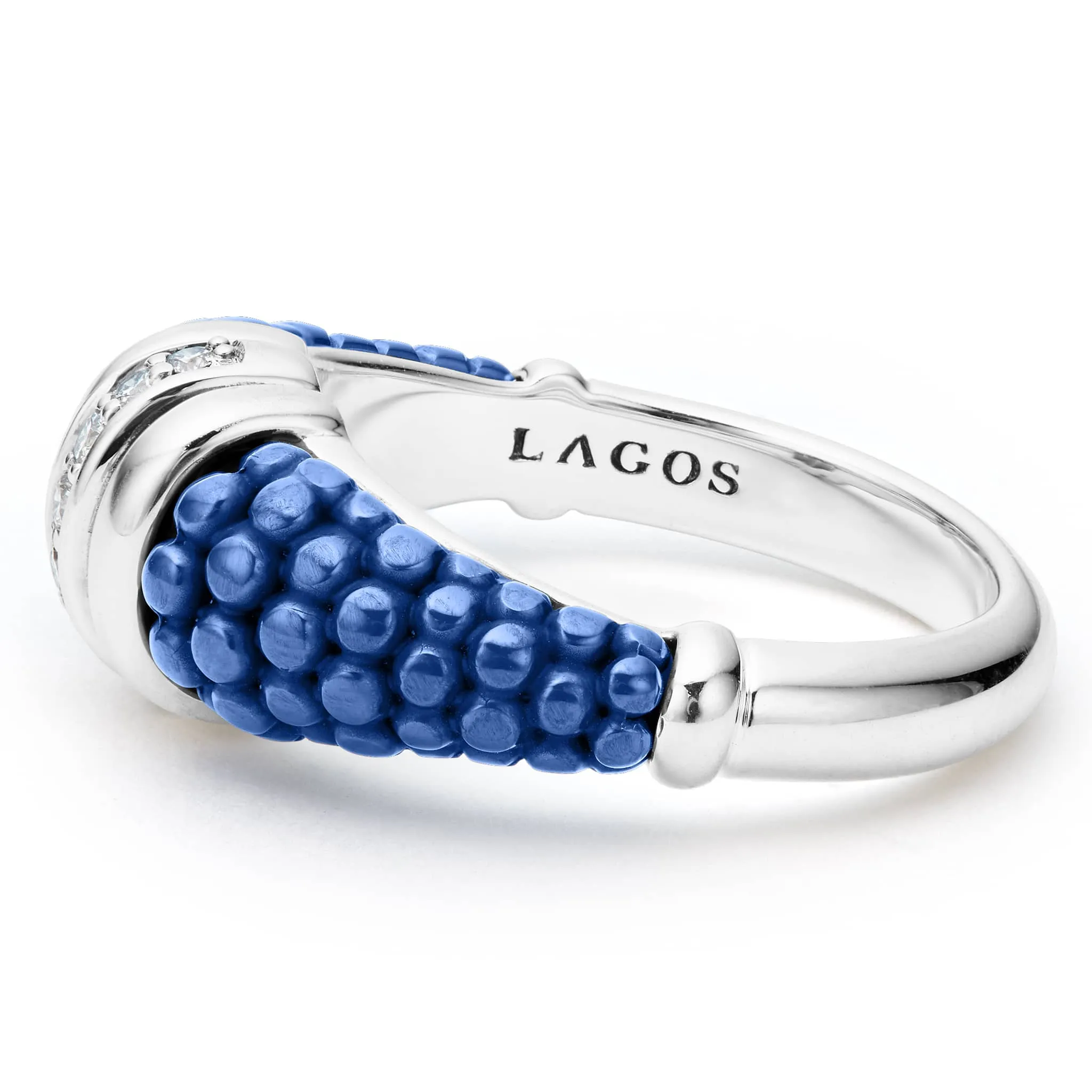 Blue Caviar Ultramarine Ceramic Diamond Stacking Ring sold by LAGOS product image thumbnail 4