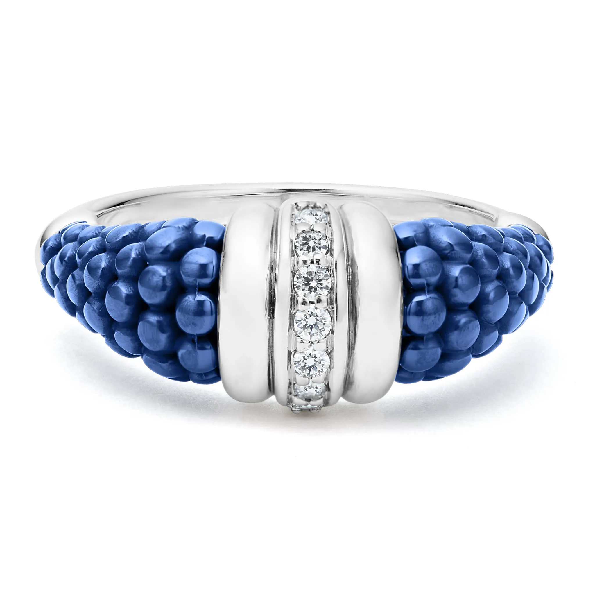 Blue Caviar Ultramarine Ceramic Diamond Stacking Ring sold by LAGOS product image thumbnail 3