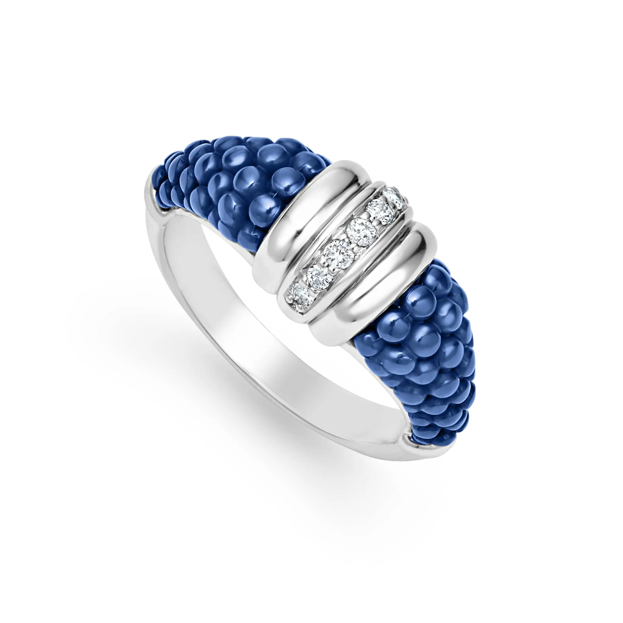 Blue Caviar Ultramarine Ceramic Diamond Stacking Ring sold by LAGOS