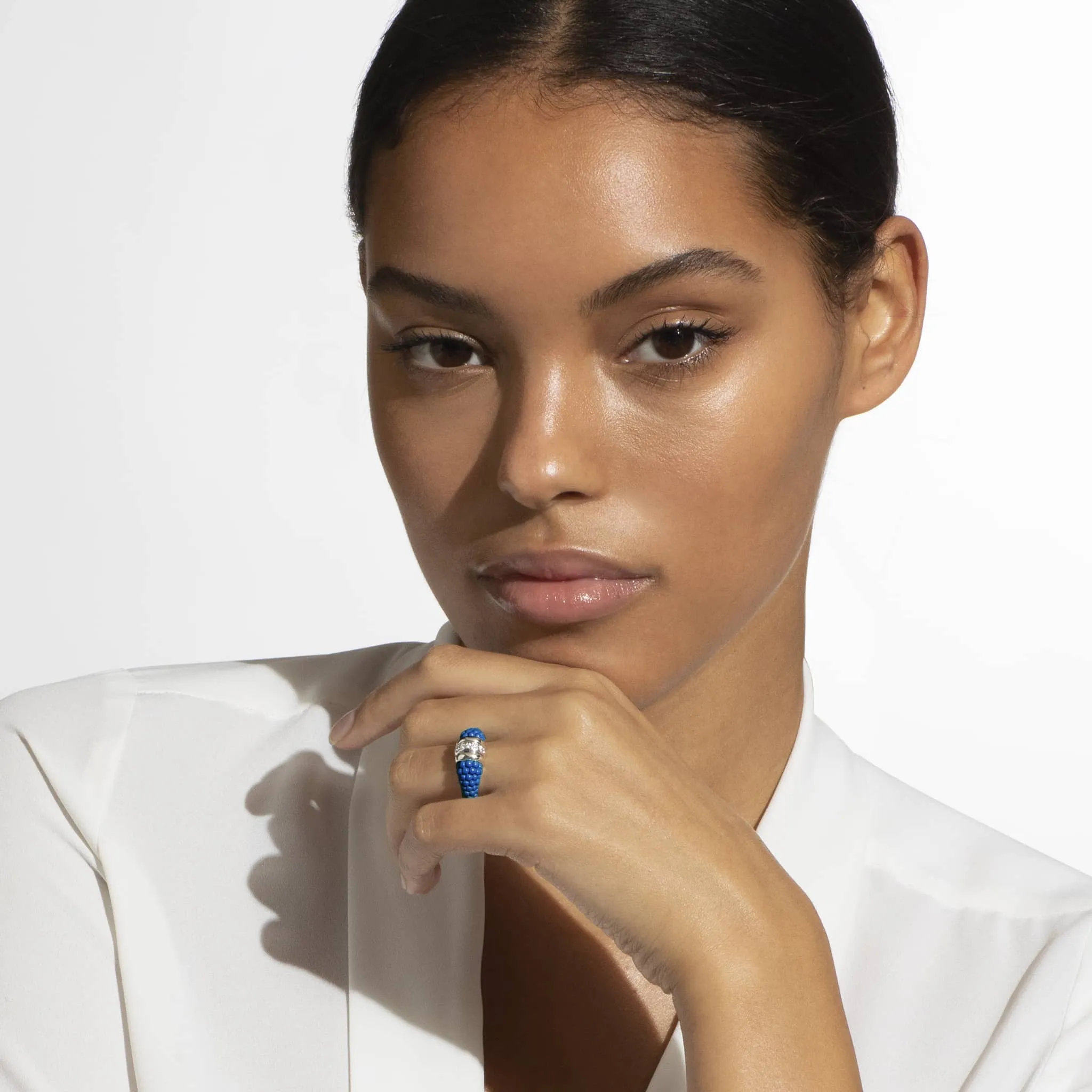 Blue Caviar Ultramarine Ceramic Diamond Stacking Ring sold by LAGOS product image thumbnail 2