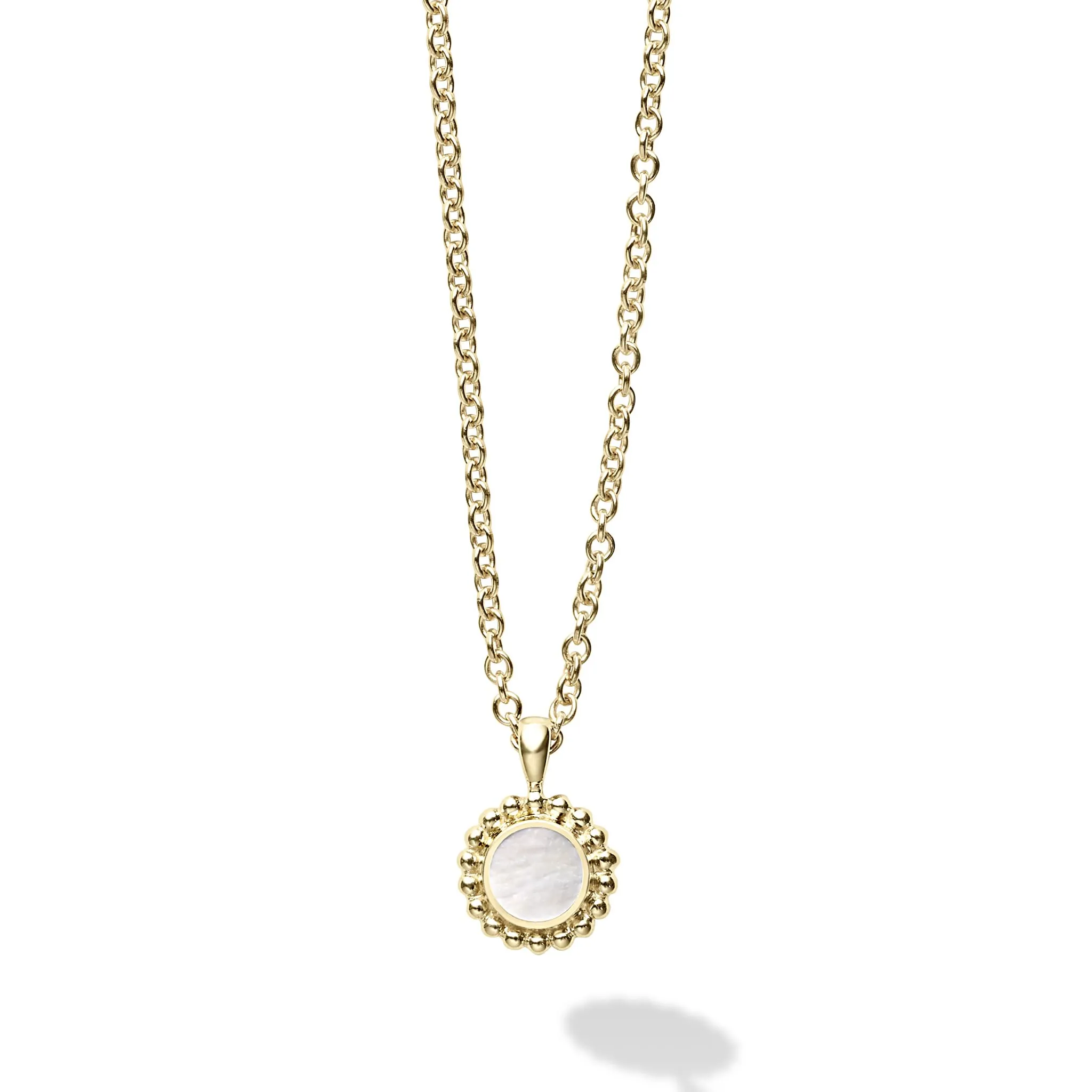 Covet Round Mother of Pearl Pendant Necklace sold by LAGOS