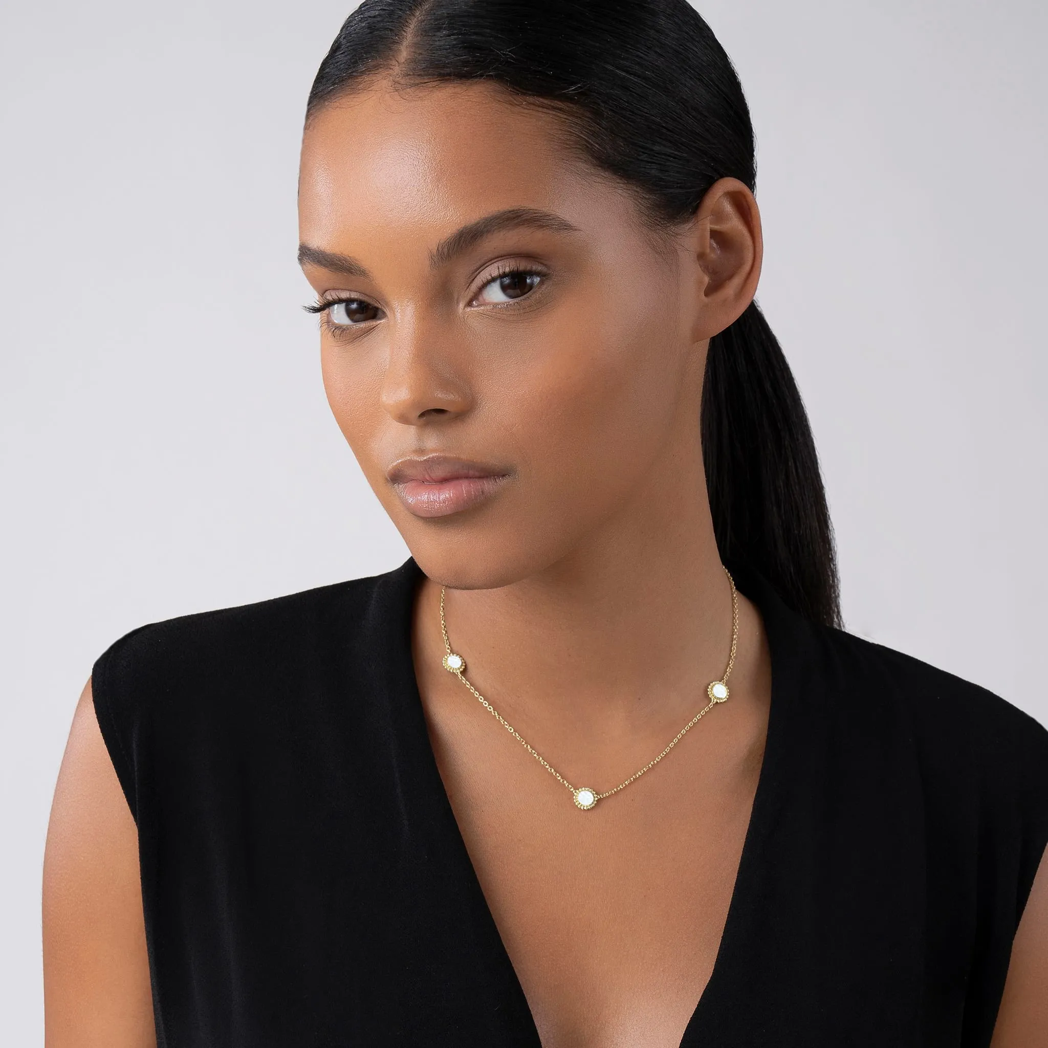 Covet Three Station Round Mother of Pearl Necklace sold by LAGOS product image thumbnail 2