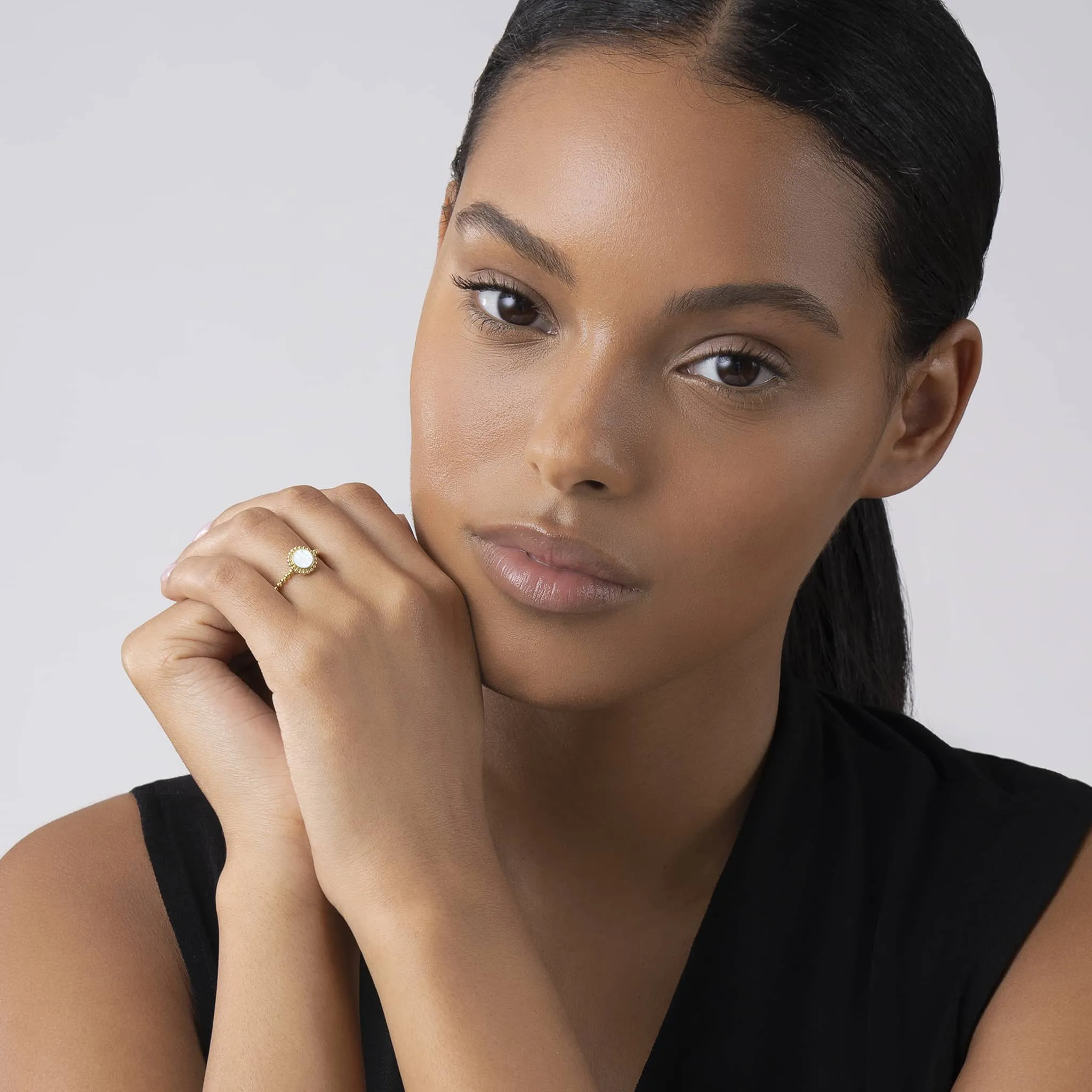 Covet Round Mother of Pearl Stacking Ring sold by LAGOS product image thumbnail 2