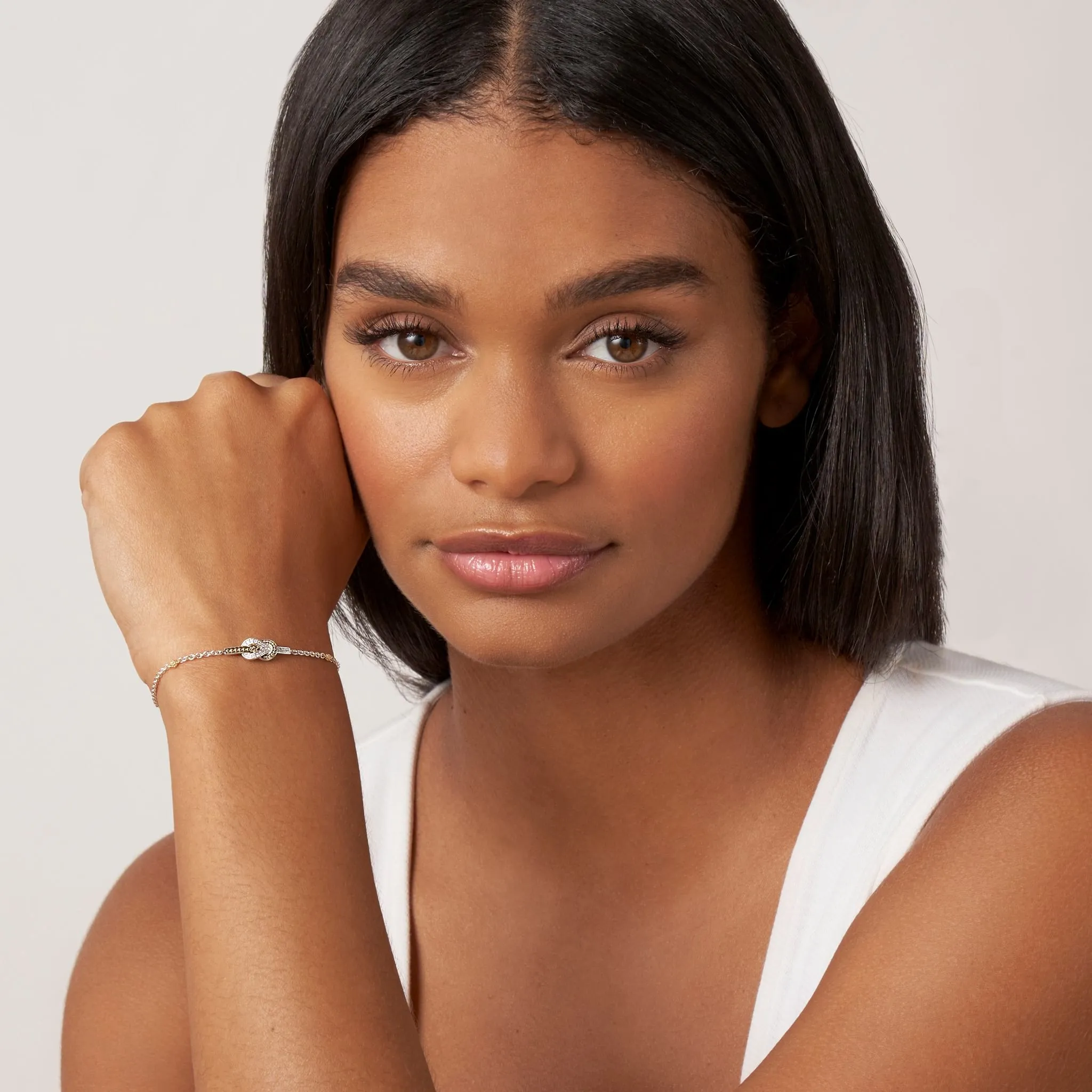 Newport Two-Tone Knot Diamond Bolo Bracelet sold by LAGOS product image thumbnail 2