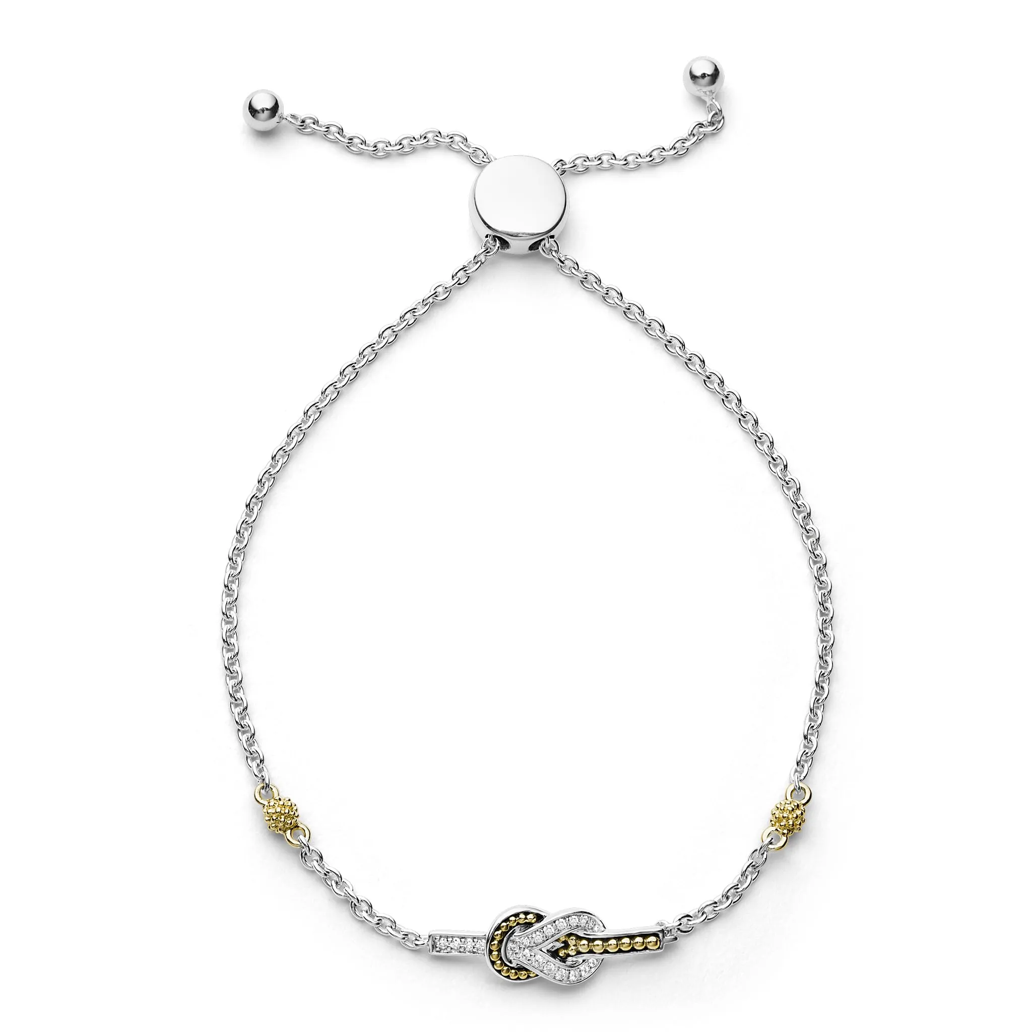 Newport Two-Tone Knot Diamond Bolo Bracelet sold by LAGOS