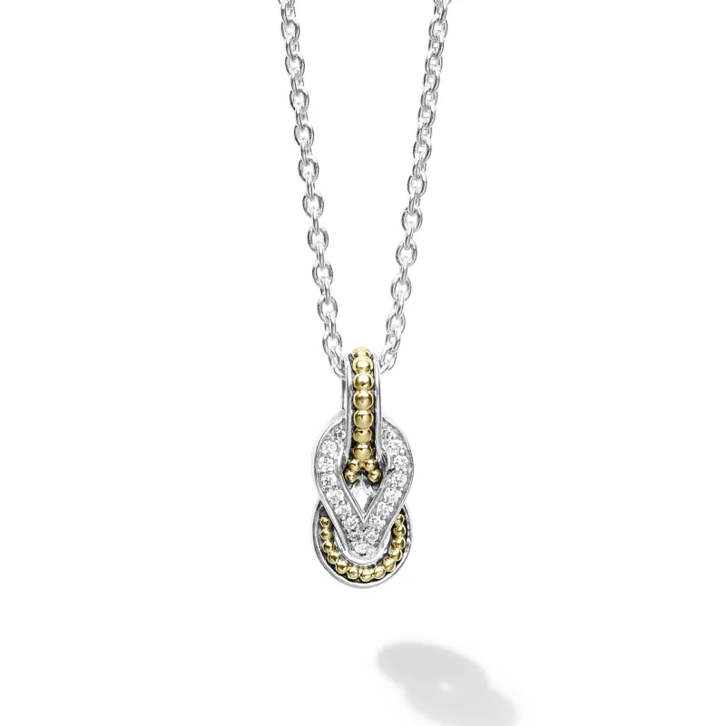 Newport Petite Two-Tone Knot Diamond Pendant Necklace sold by LAGOS