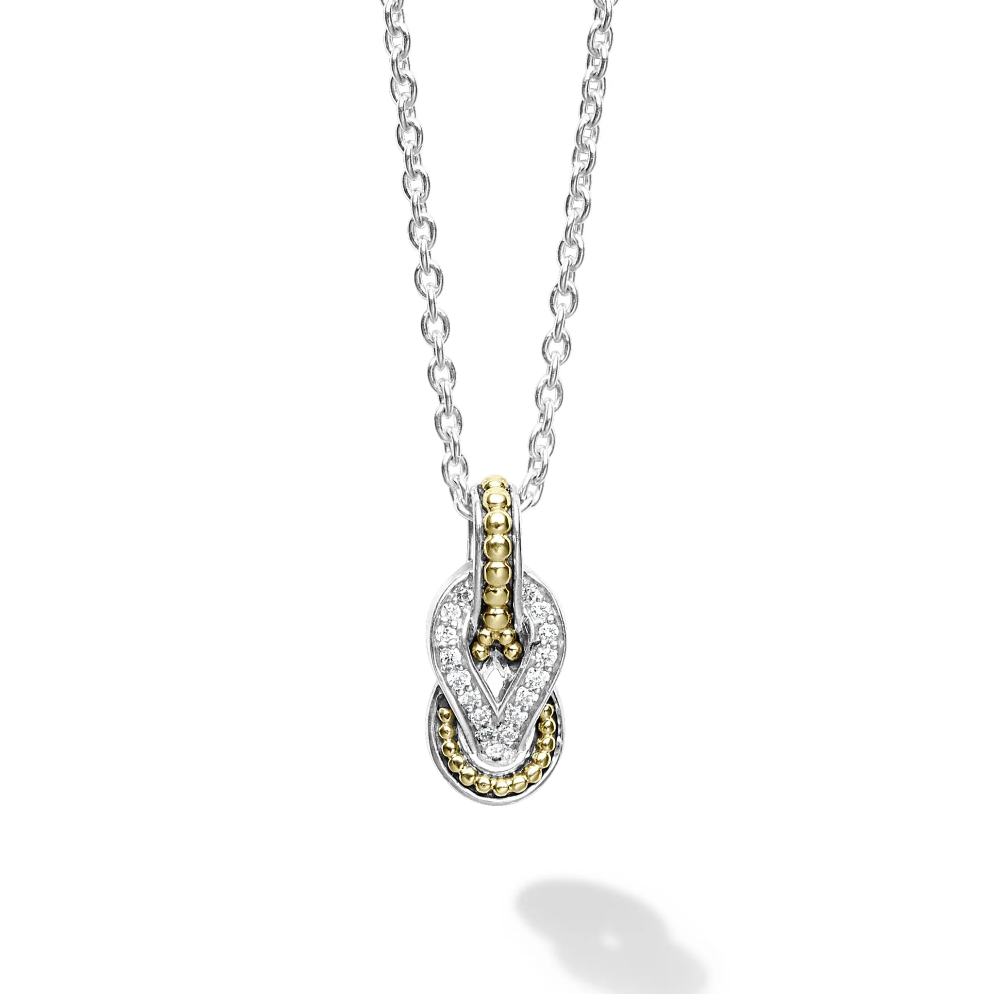 Newport Petite Two-Tone Knot Diamond Pendant Necklace sold by LAGOS