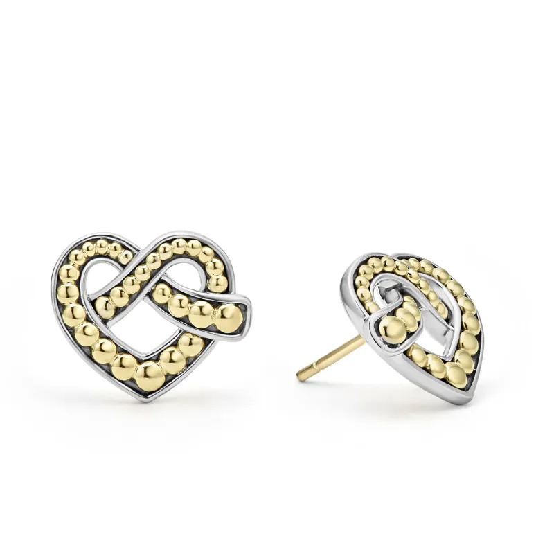 Beloved Two-Tone Heart Stud Earrings sold by LAGOS