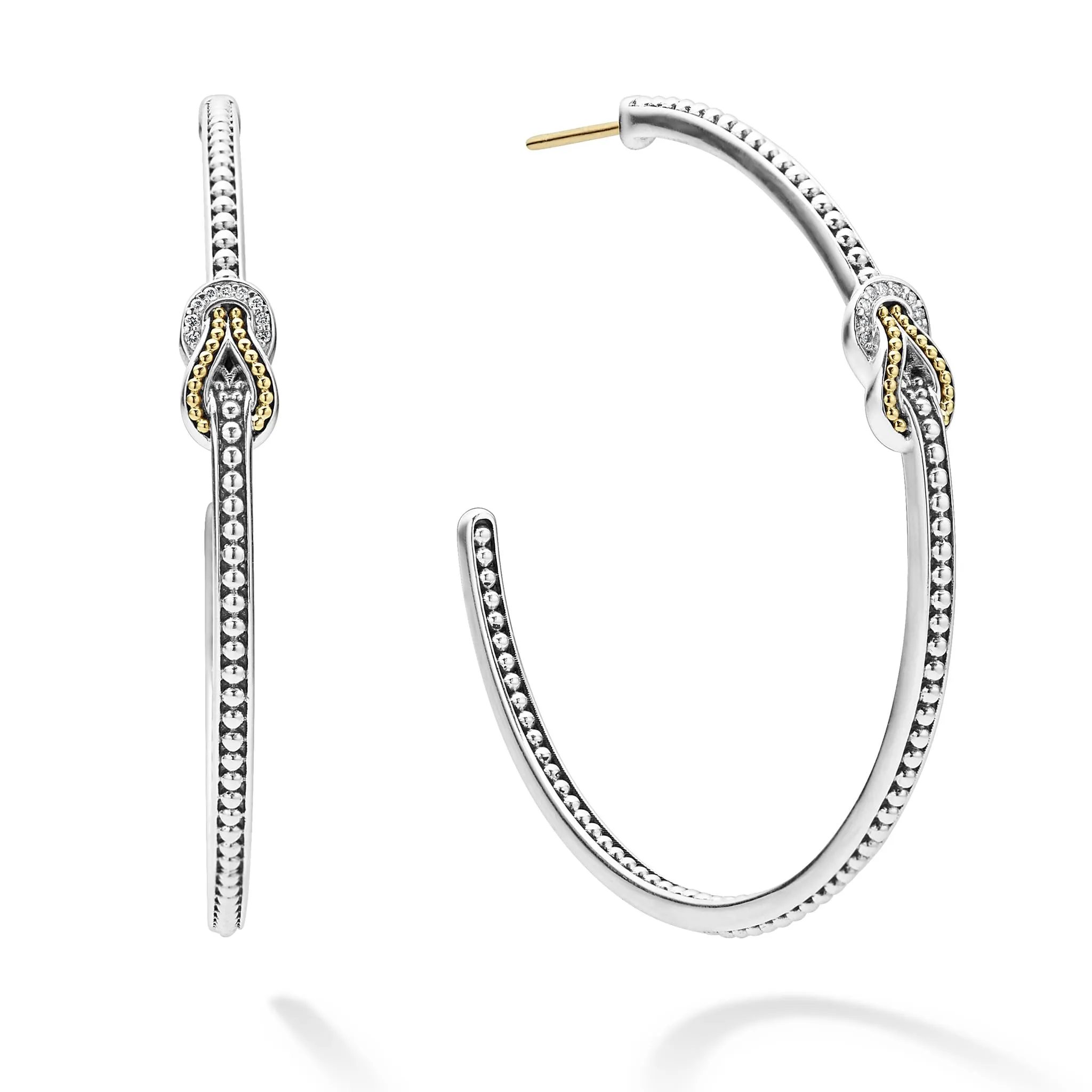 Newport Two-Tone Knot Diamond Hoop Earring sold by LAGOS product image thumbnail 3