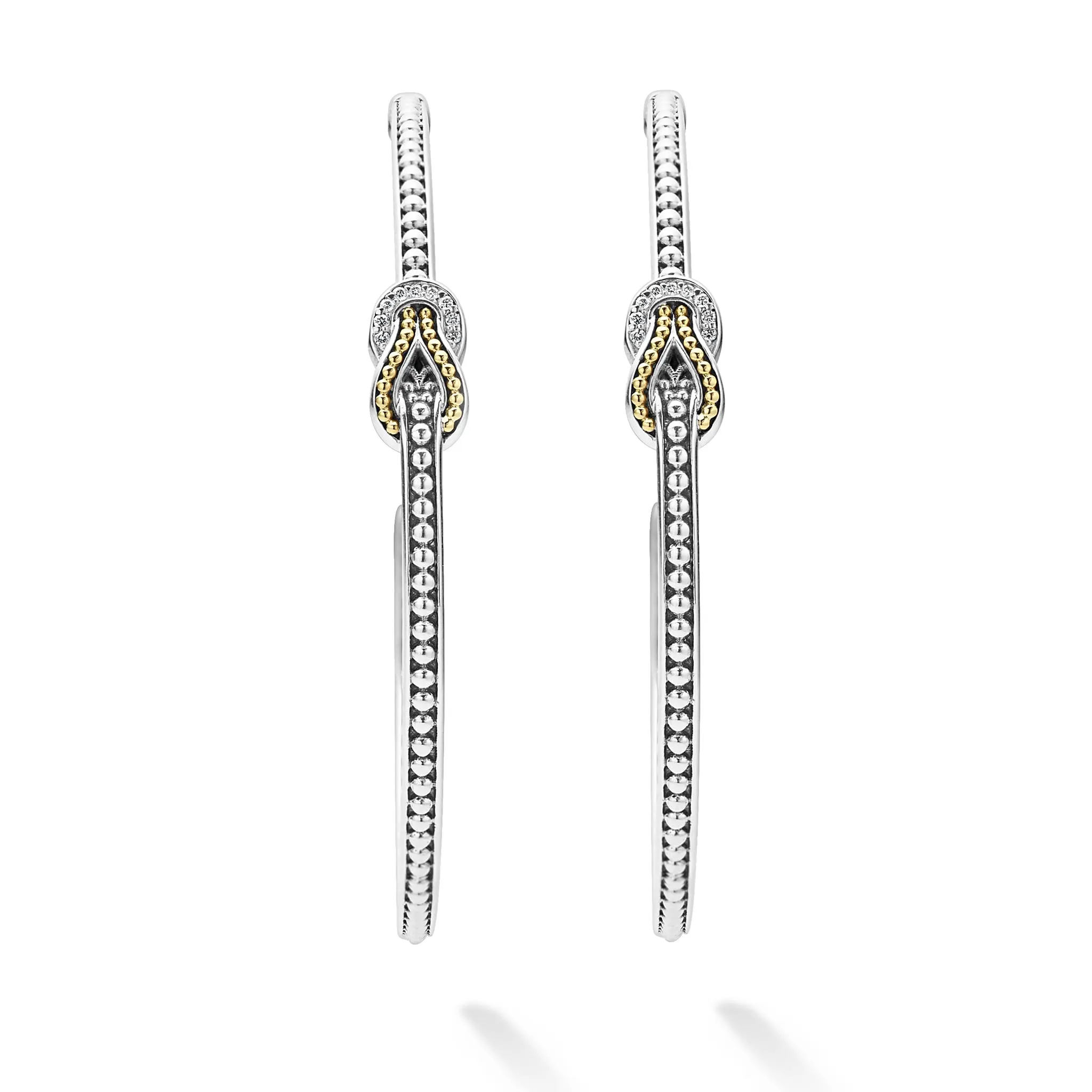Newport Two-Tone Knot Diamond Hoop Earring sold by LAGOS product image thumbnail 4