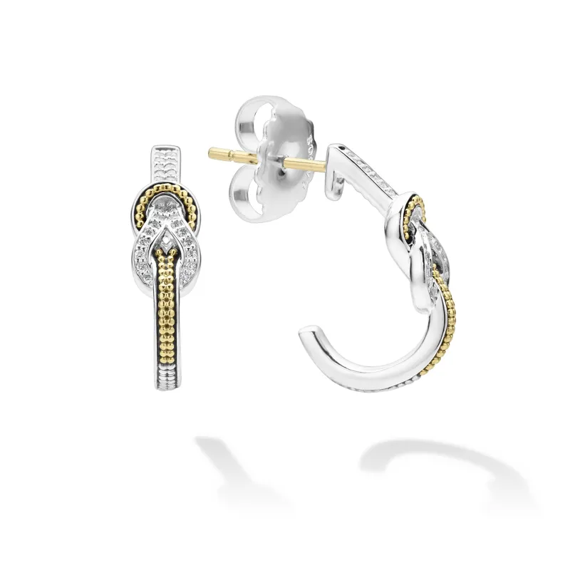 Newport Two-Tone Knot Diamond Half Hoop Earring sold by LAGOS
