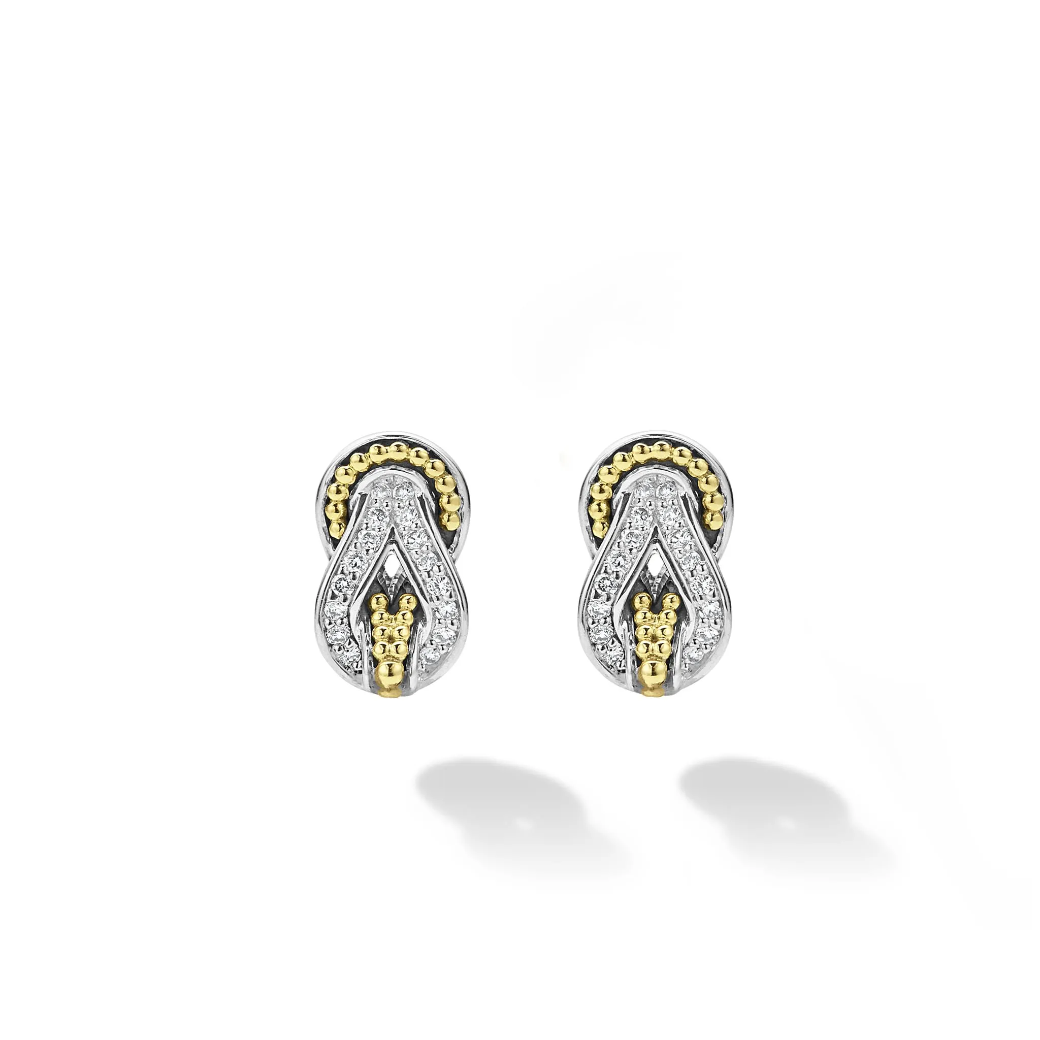 Newport Two-Tone Knot Diamond Stud Earrings sold by LAGOS product image thumbnail 4