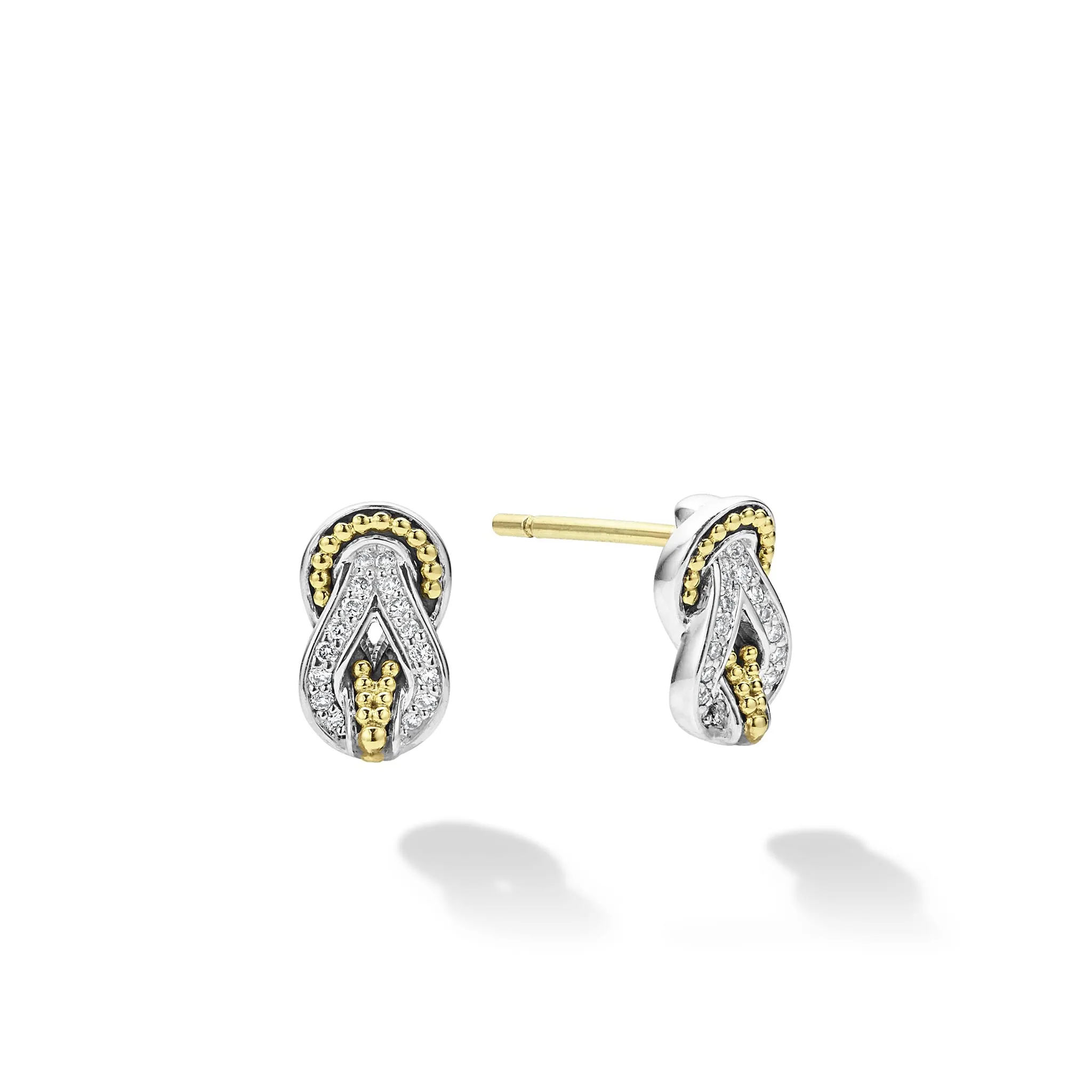Newport Two-Tone Knot Diamond Stud Earrings sold by LAGOS product image thumbnail 3