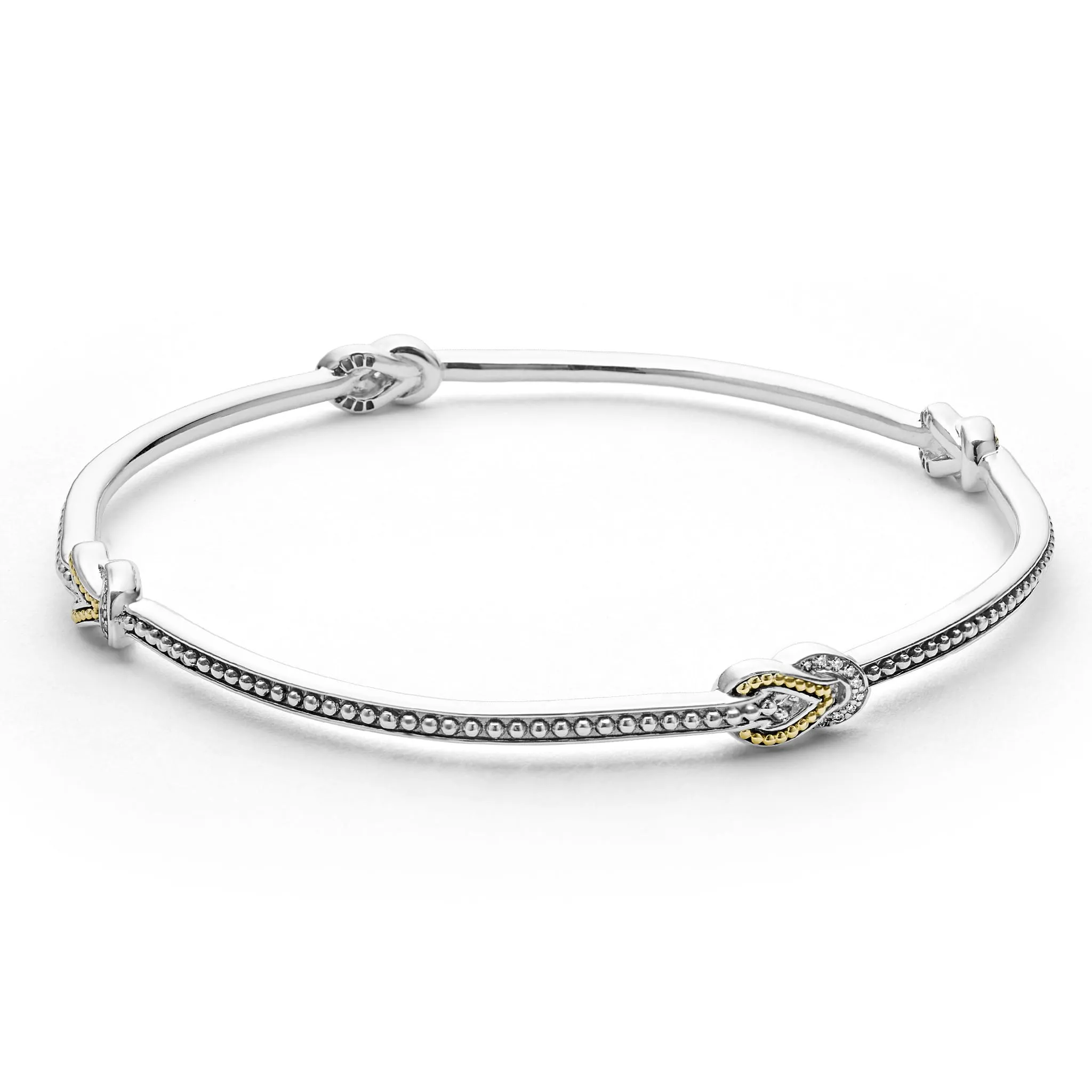 Newport Four Station Two-Tone Knot Diamond Bangle Bracelet sold by LAGOS product image thumbnail 4