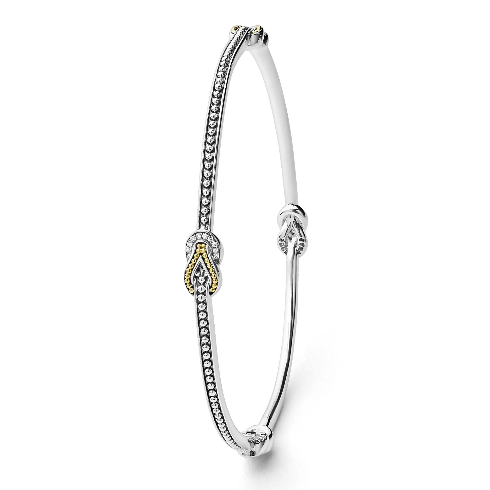 Newport Four Station Two-Tone Knot Diamond Bangle Bracelet sold by LAGOS product image thumbnail 3