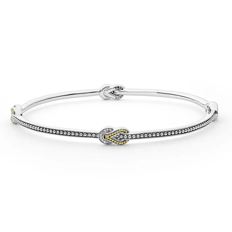 Newport Four Station Two-Tone Knot Diamond Bangle Bracelet sold by LAGOS