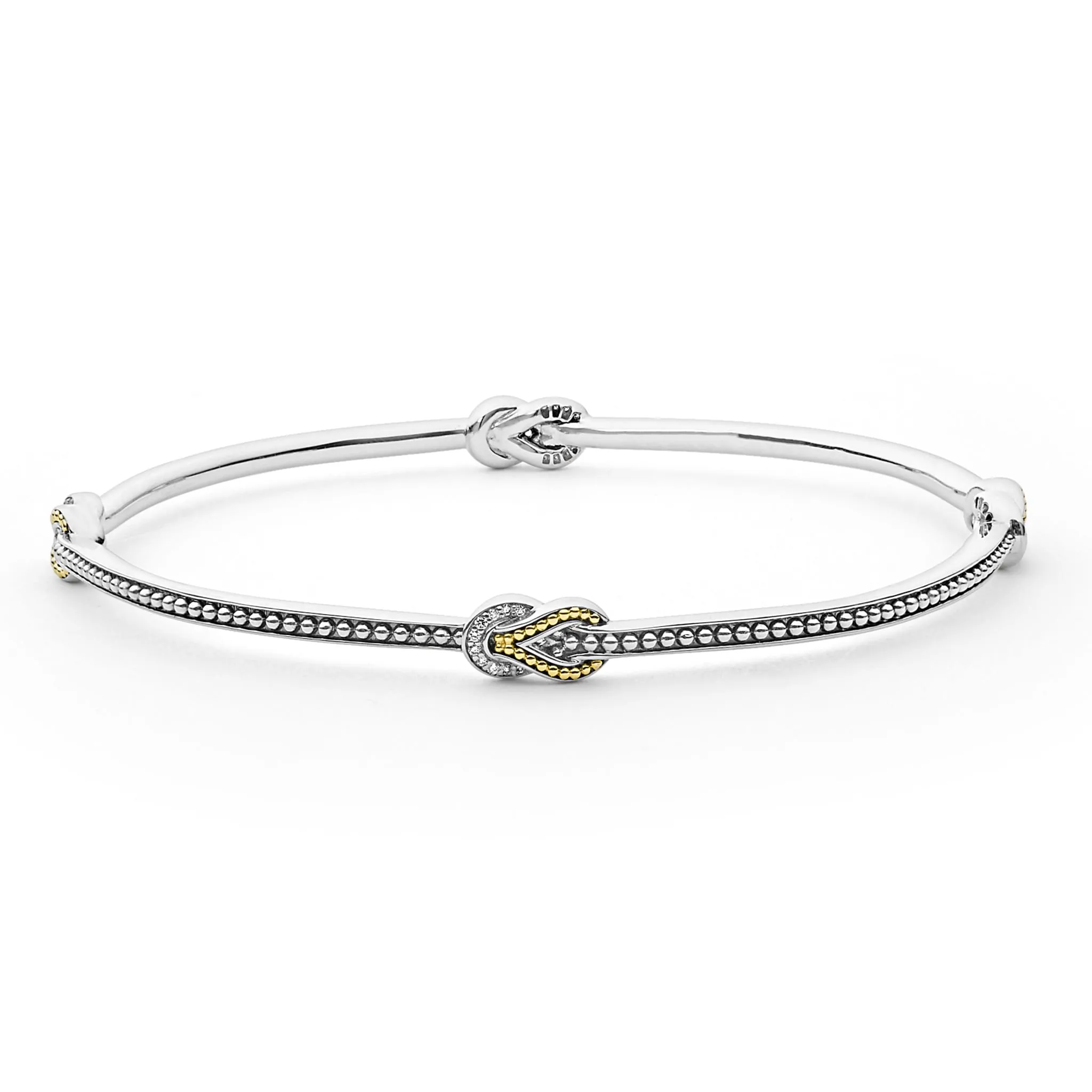 Newport Four Station Two-Tone Knot Diamond Bangle Bracelet sold by LAGOS