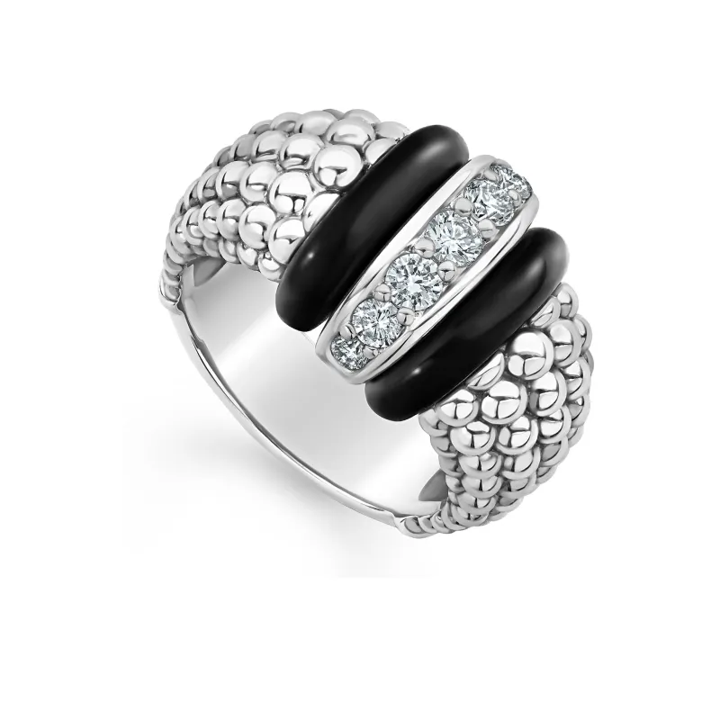 Black Caviar Black Ceramic Caviar Diamond Ring sold by LAGOS