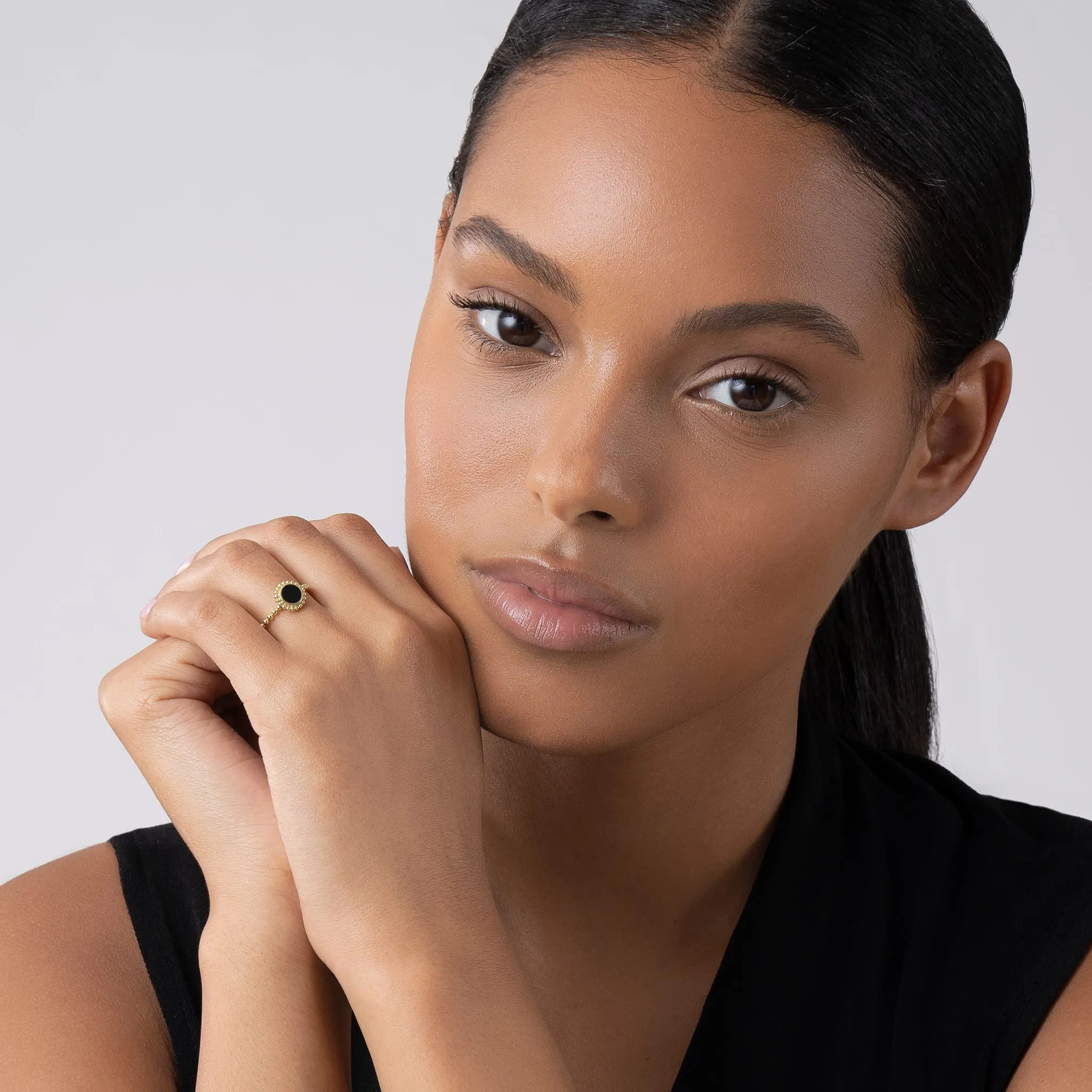 Covet Round Onyx Stacking Ring sold by LAGOS product image thumbnail 2