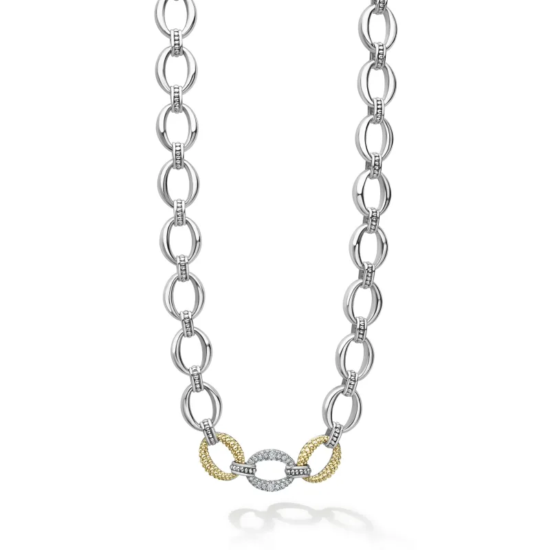 Caviar Lux Single Station Diamond Link Necklace sold by LAGOS