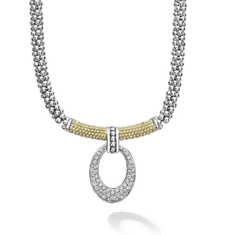 Caviar Lux Diamond Oval Caviar Necklace sold by LAGOS
