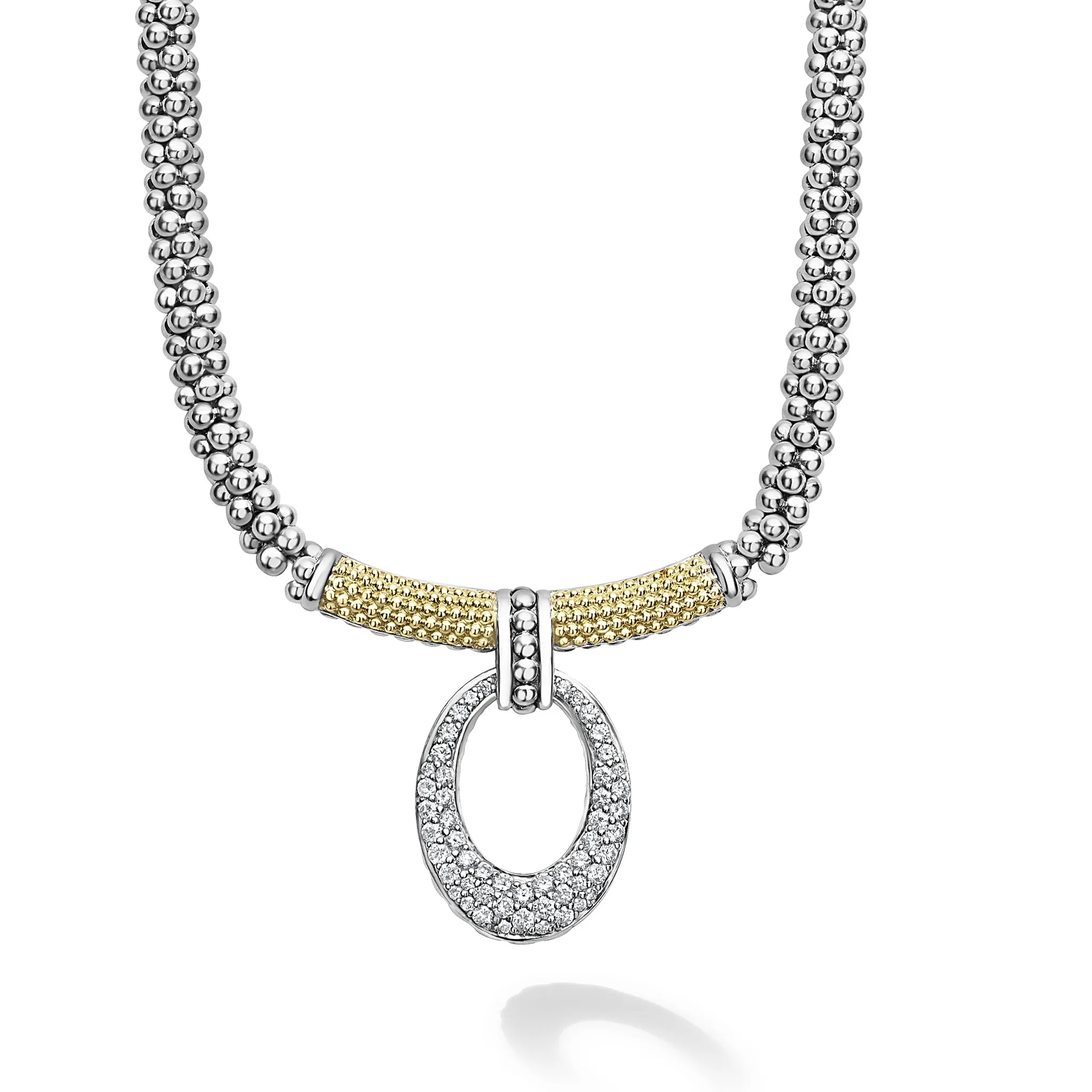 Caviar Lux Diamond Oval Caviar Necklace sold by LAGOS