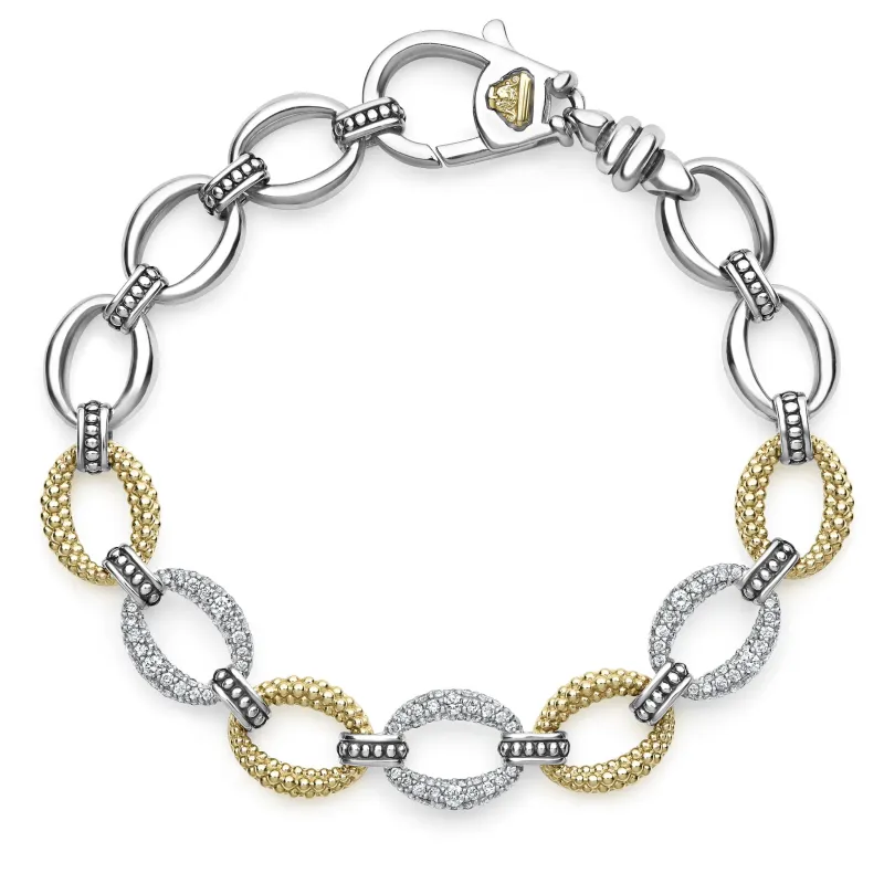 Caviar Lux Three Station Diamond Link Bracelet sold by LAGOS