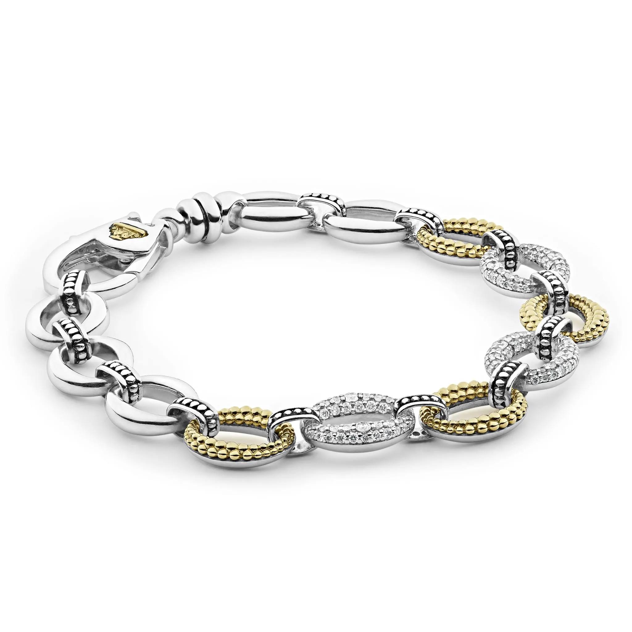 Caviar Lux Three Station Diamond Link Bracelet sold by LAGOS product image thumbnail 4