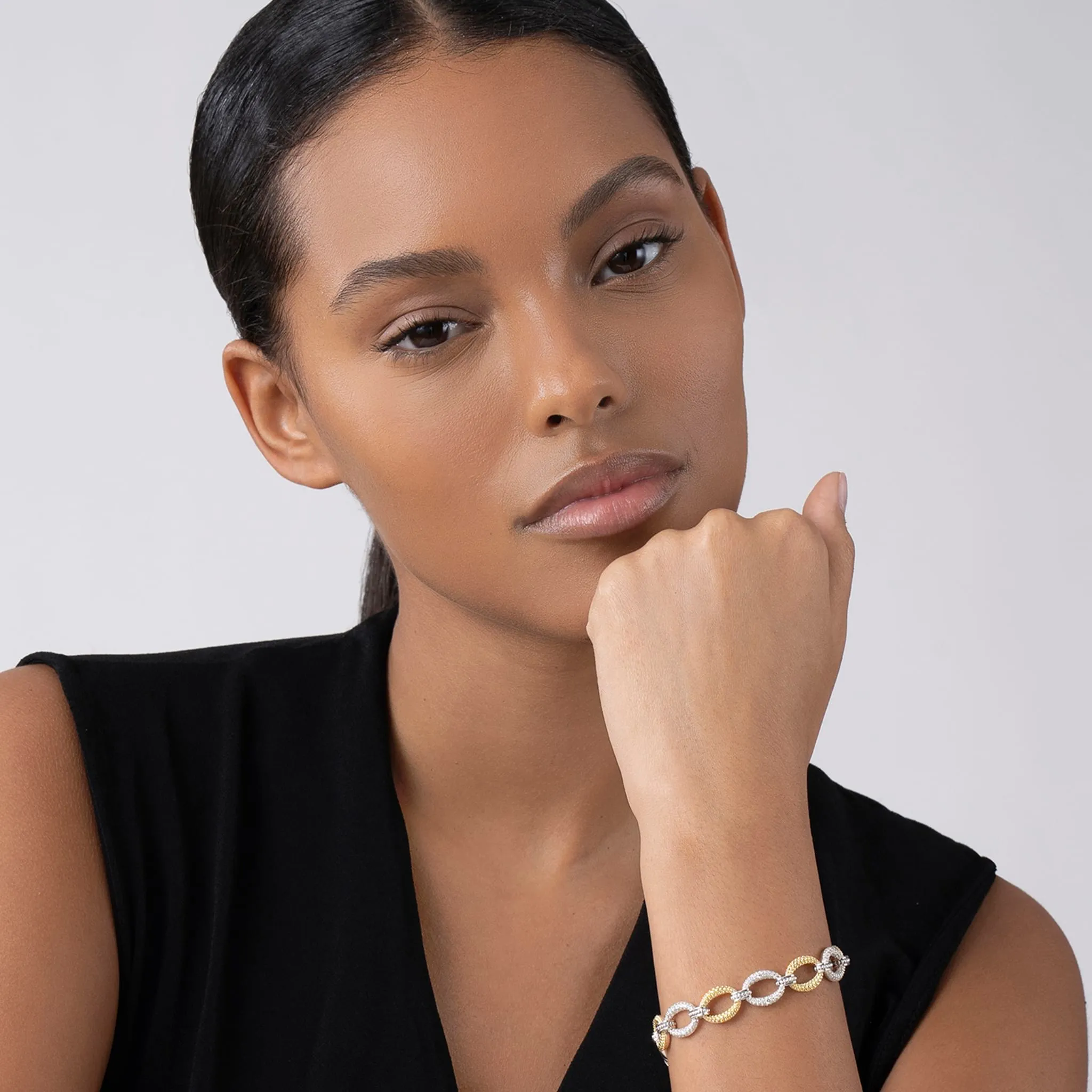 Caviar Lux Three Station Diamond Link Bracelet sold by LAGOS product image thumbnail 2