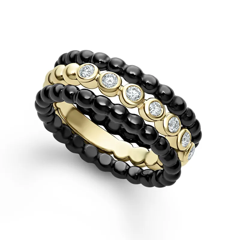Meridian 18K Gold Diamond Stacking Ring Set sold by LAGOS