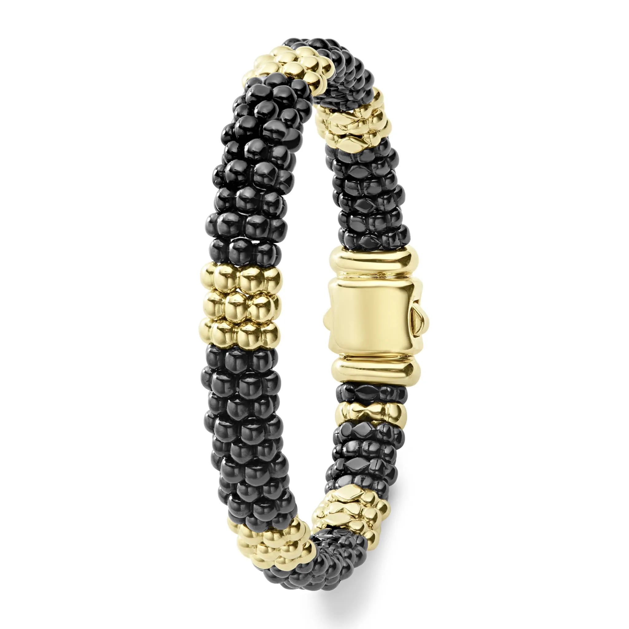 Black Caviar 18K Gold Station Ceramic Beaded Bracelet | 9mm (Studio) sold by LAGOS product image thumbnail 3