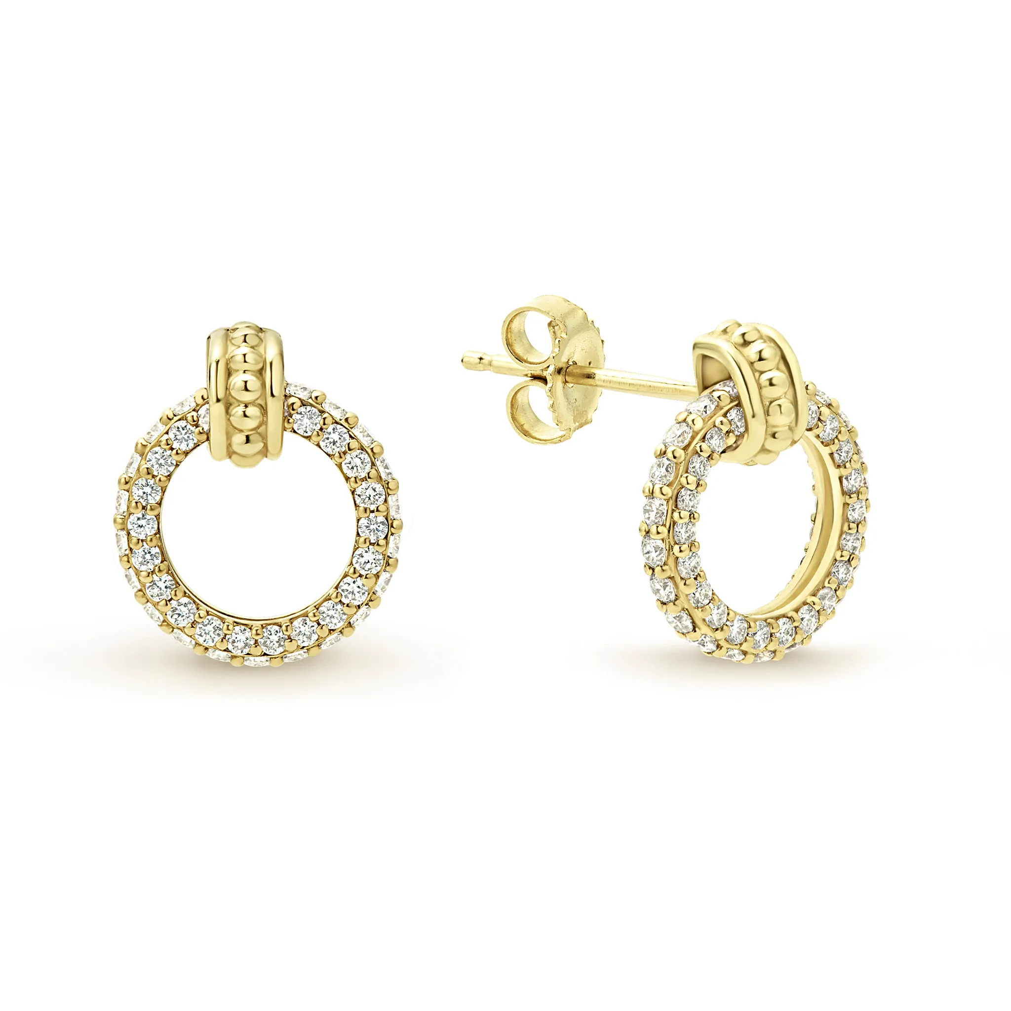 Meridian 18K Gold Circle Diamond Stud Earrings sold by LAGOS product image thumbnail 4