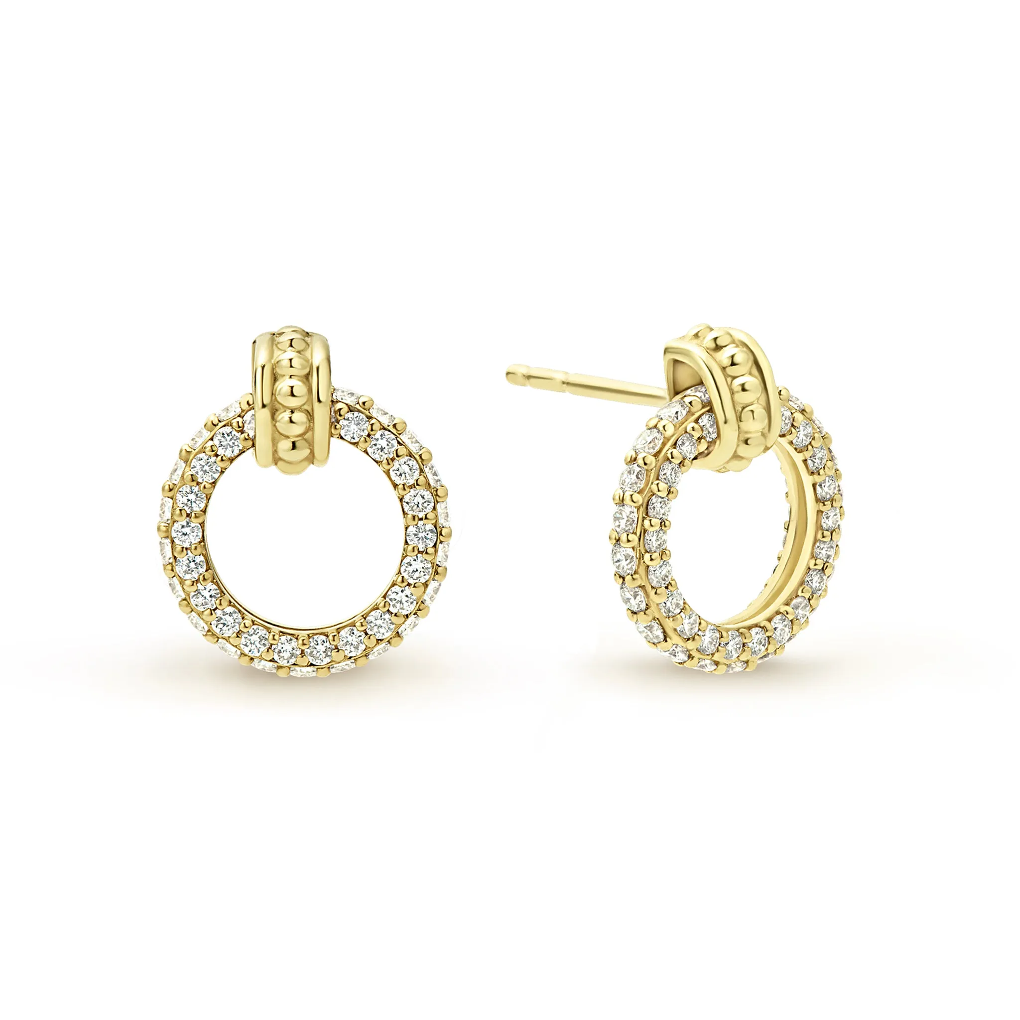 Meridian 18K Gold Circle Diamond Stud Earrings sold by LAGOS