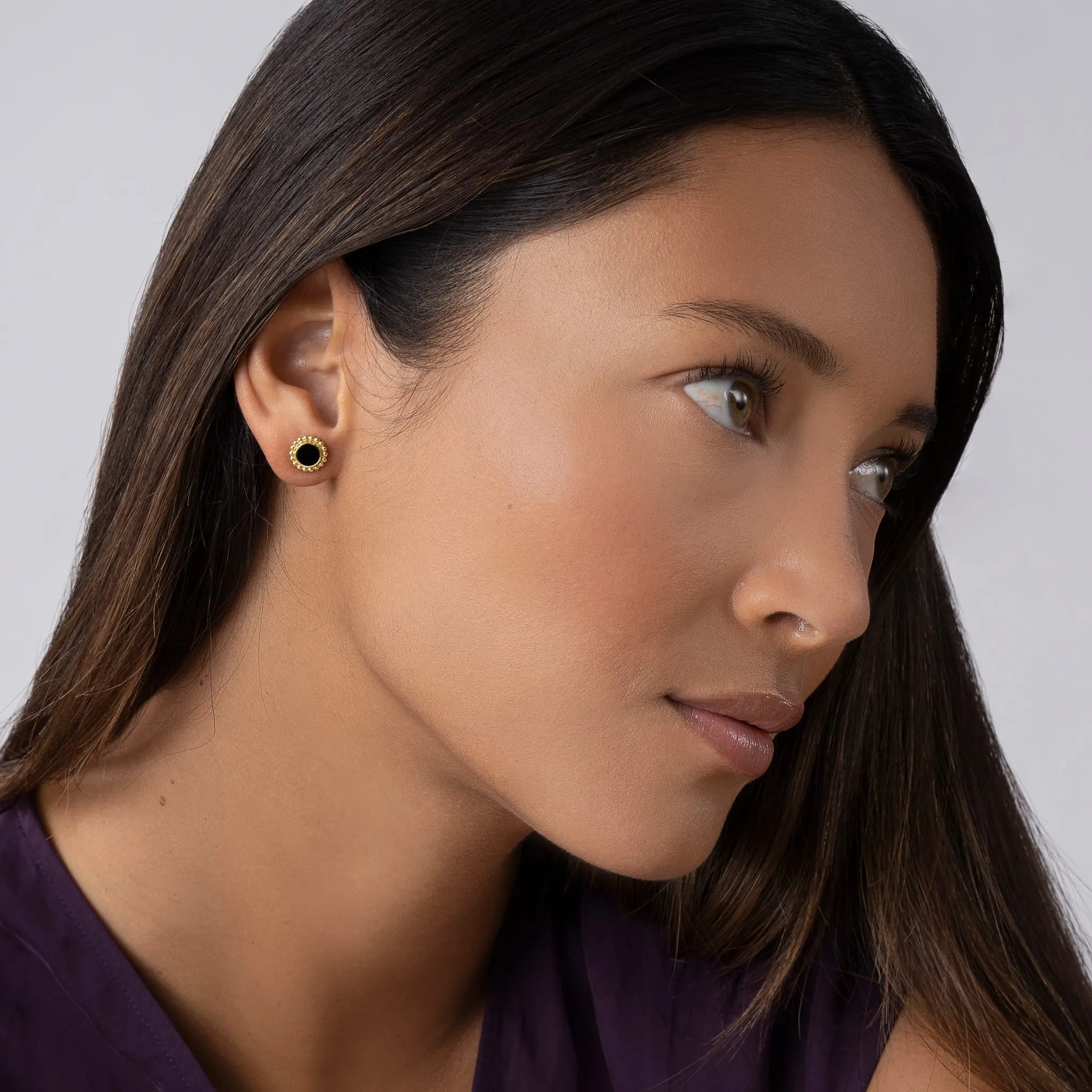 Covet Round Onyx Stud Earrings sold by LAGOS product image thumbnail 2