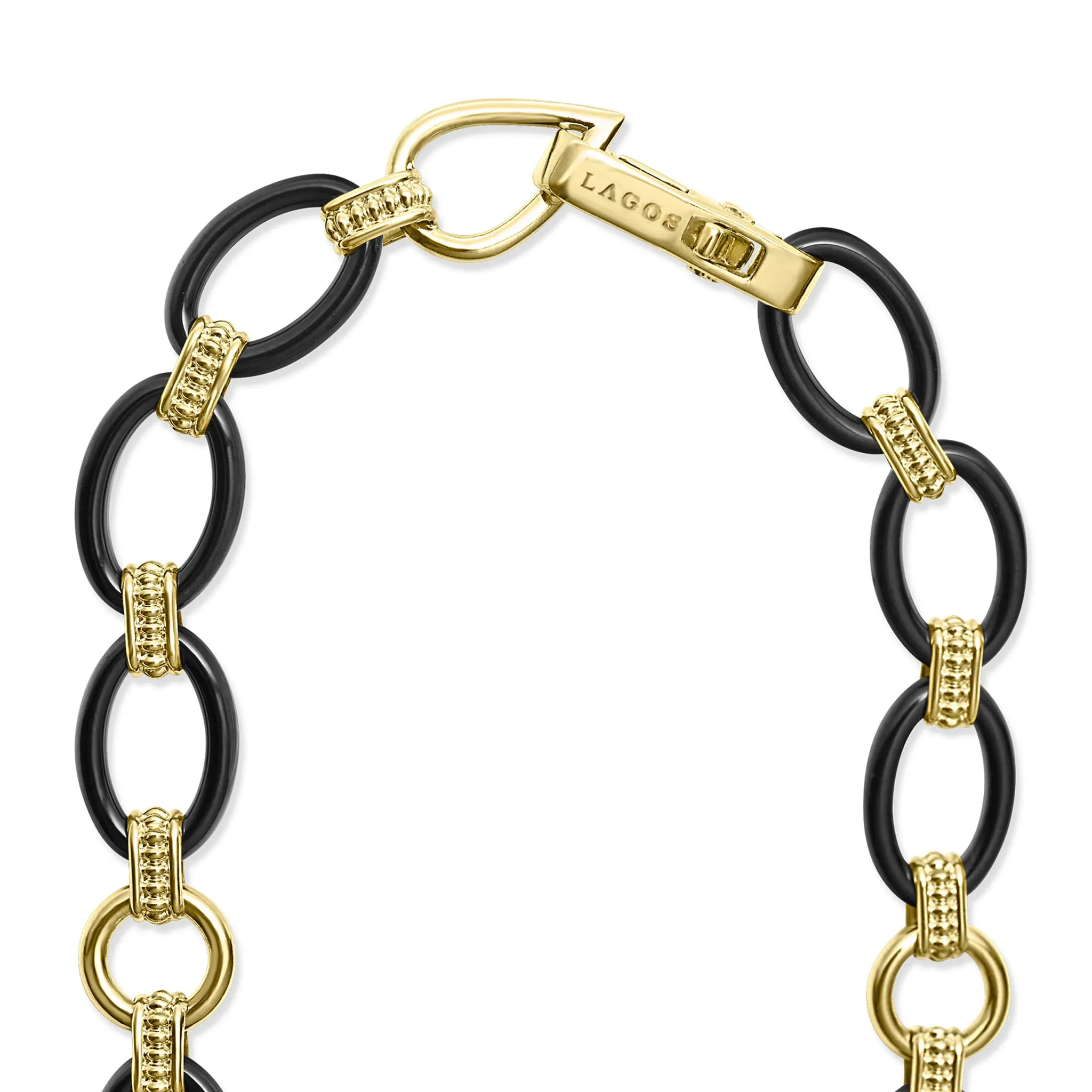 Meridian 18K Gold and Black Ceramic Link Necklace | 10mm sold by LAGOS product image thumbnail 5