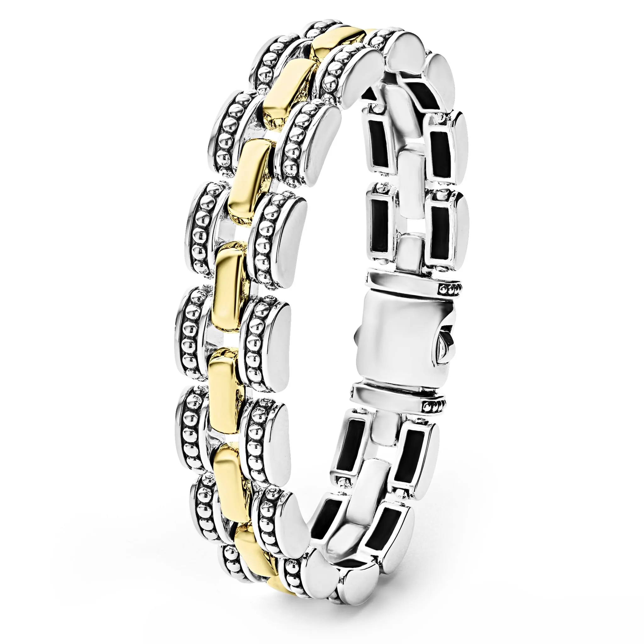 High Bar Two-Tone Caviar Link Bracelet sold by LAGOS product image thumbnail 3