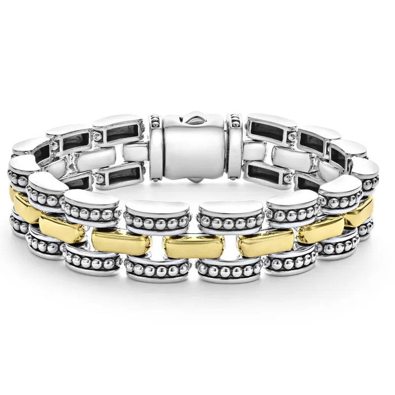 High Bar Two-Tone Caviar Link Bracelet sold by LAGOS