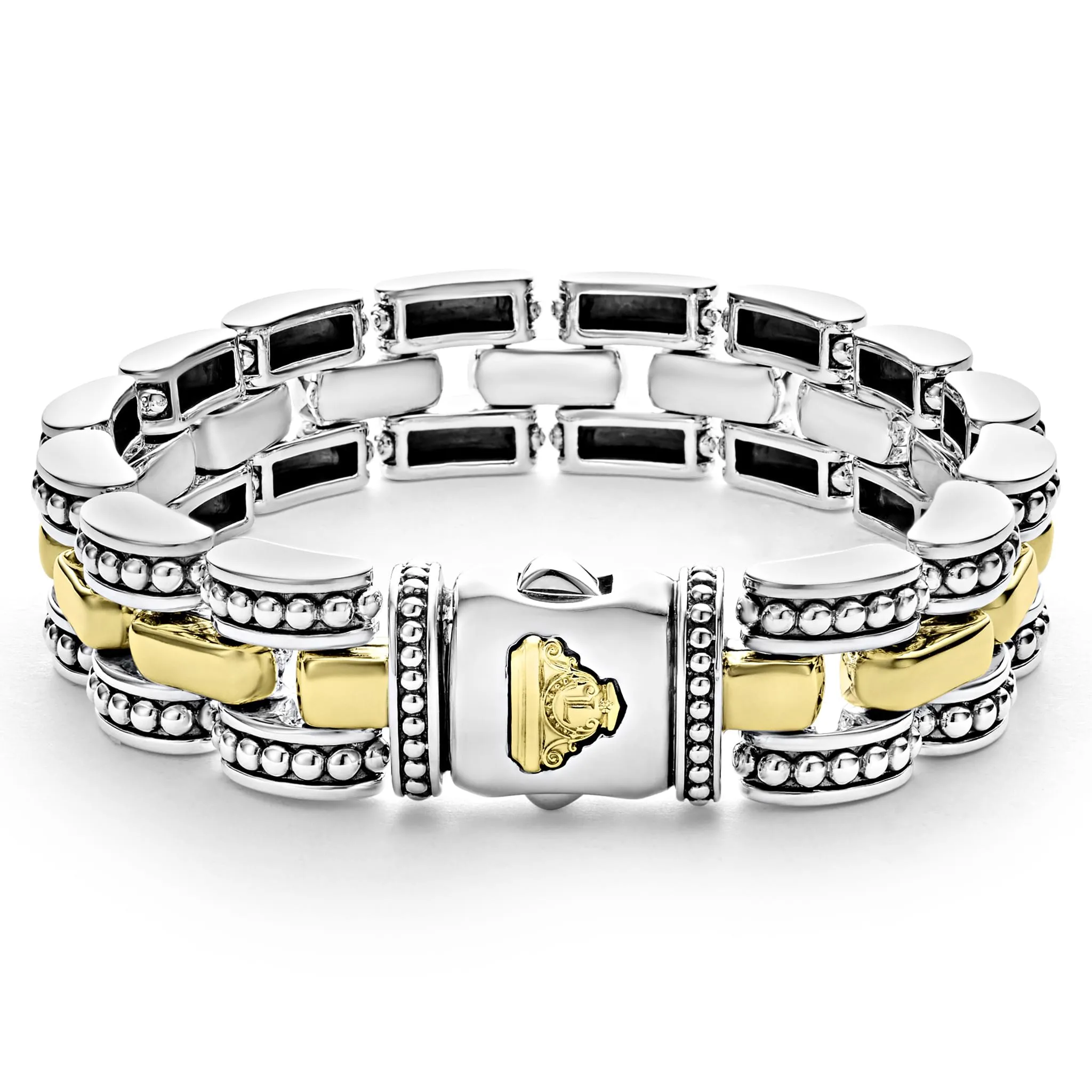 High Bar Two-Tone Caviar Link Bracelet sold by LAGOS product image thumbnail 5