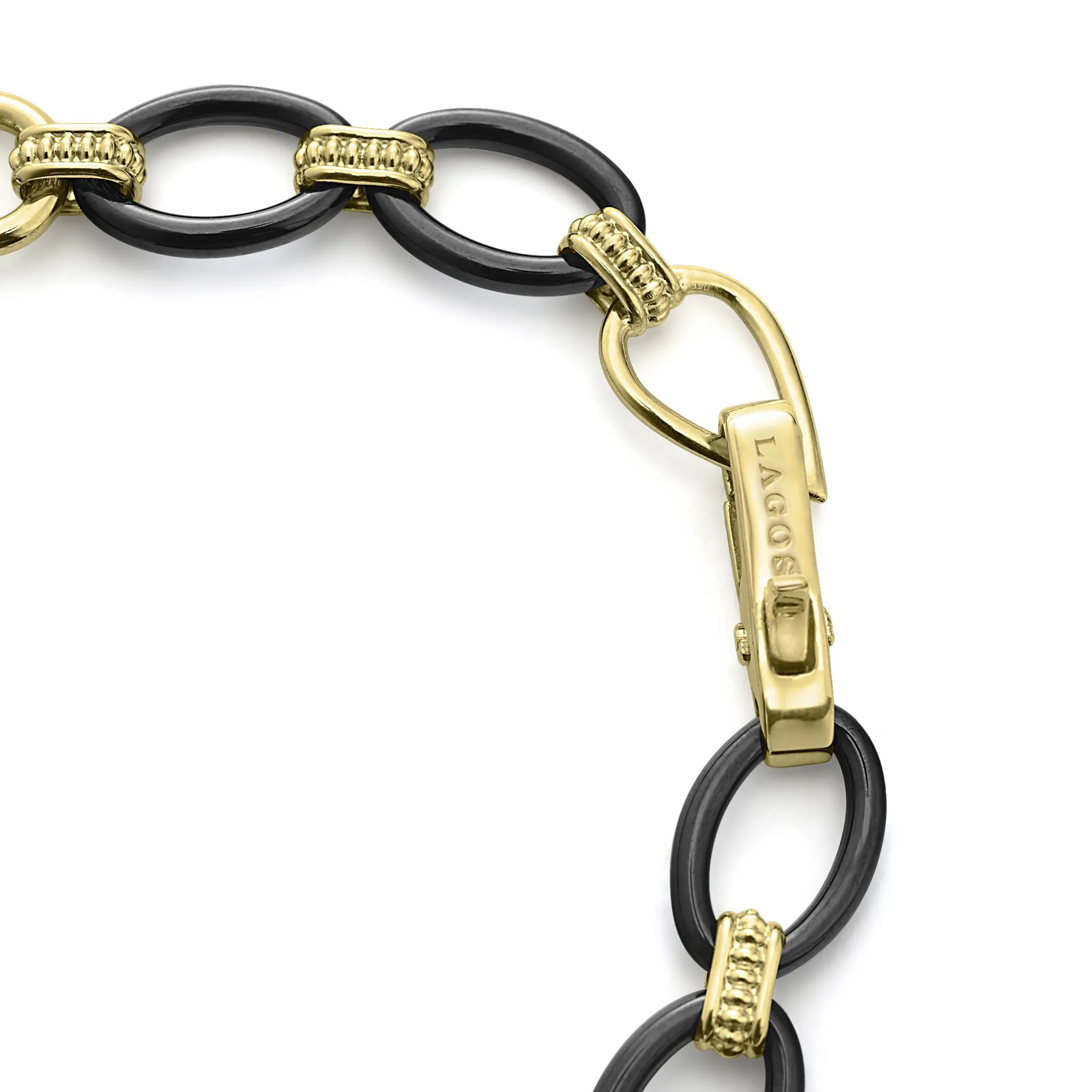 Meridian 18K Gold and Black Ceramic Link Bracelet | 10mm sold by LAGOS product image thumbnail 5