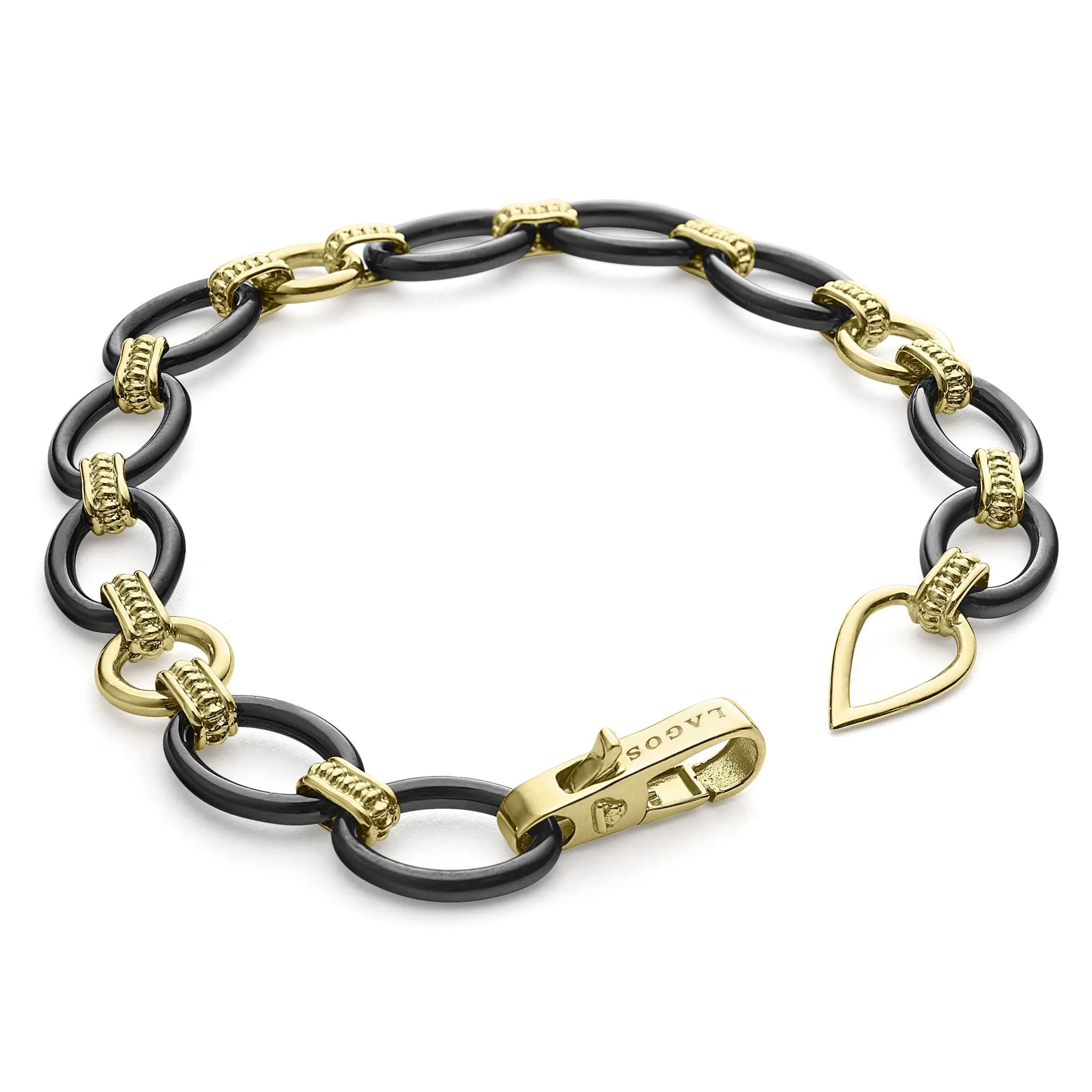 Meridian 18K Gold and Black Ceramic Link Bracelet | 10mm sold by LAGOS product image thumbnail 4