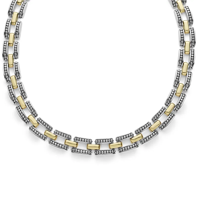 High Bar Two-Tone Caviar Link Necklace sold by LAGOS