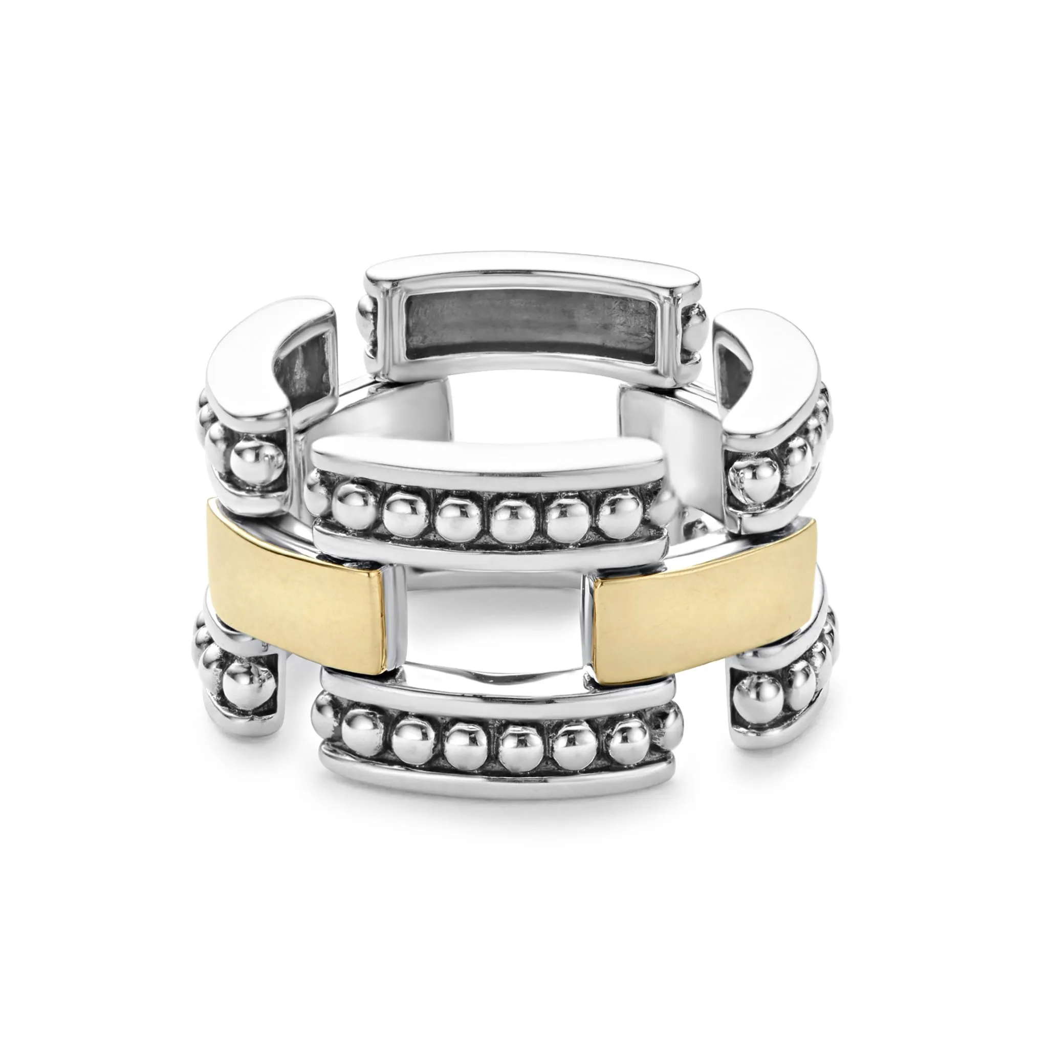 High Bar Two-Tone Caviar Link Ring sold by LAGOS product image thumbnail 3
