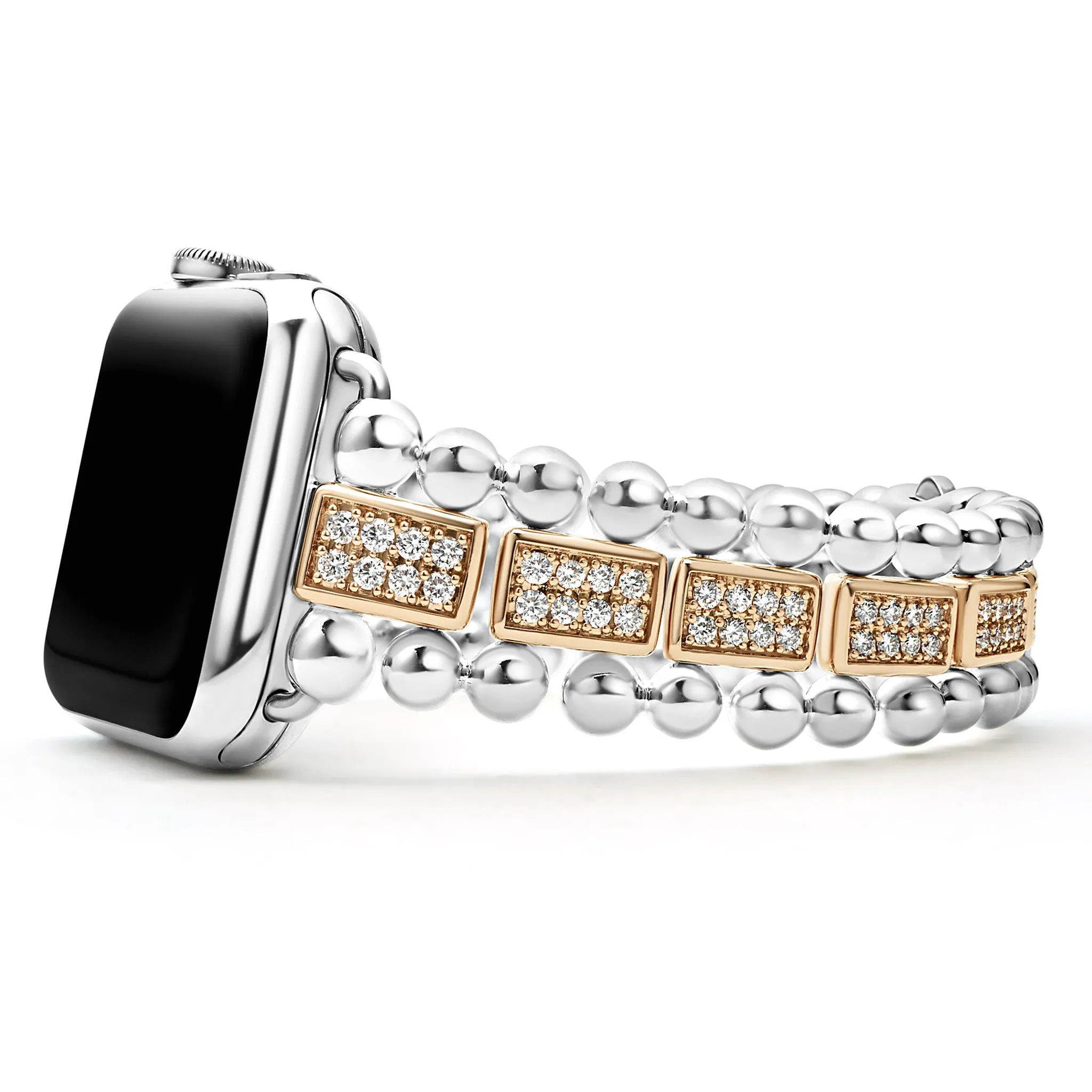 Smart Caviar 18K Rose Gold and Sterling Silver Full Diamond Watch Bracelet-38-45mm sold by LAGOS