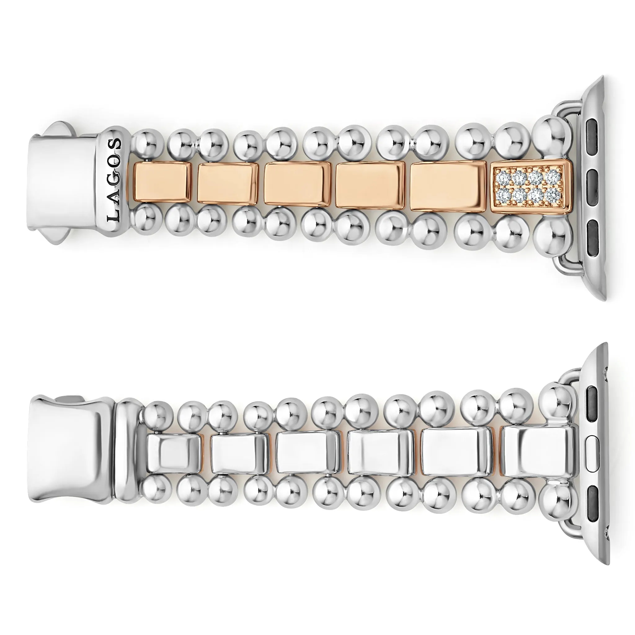 Smart Caviar 18K Rose Gold and Sterling Silver Single Diamond Watch Bracelet-38-45mm sold by LAGOS product image thumbnail 5
