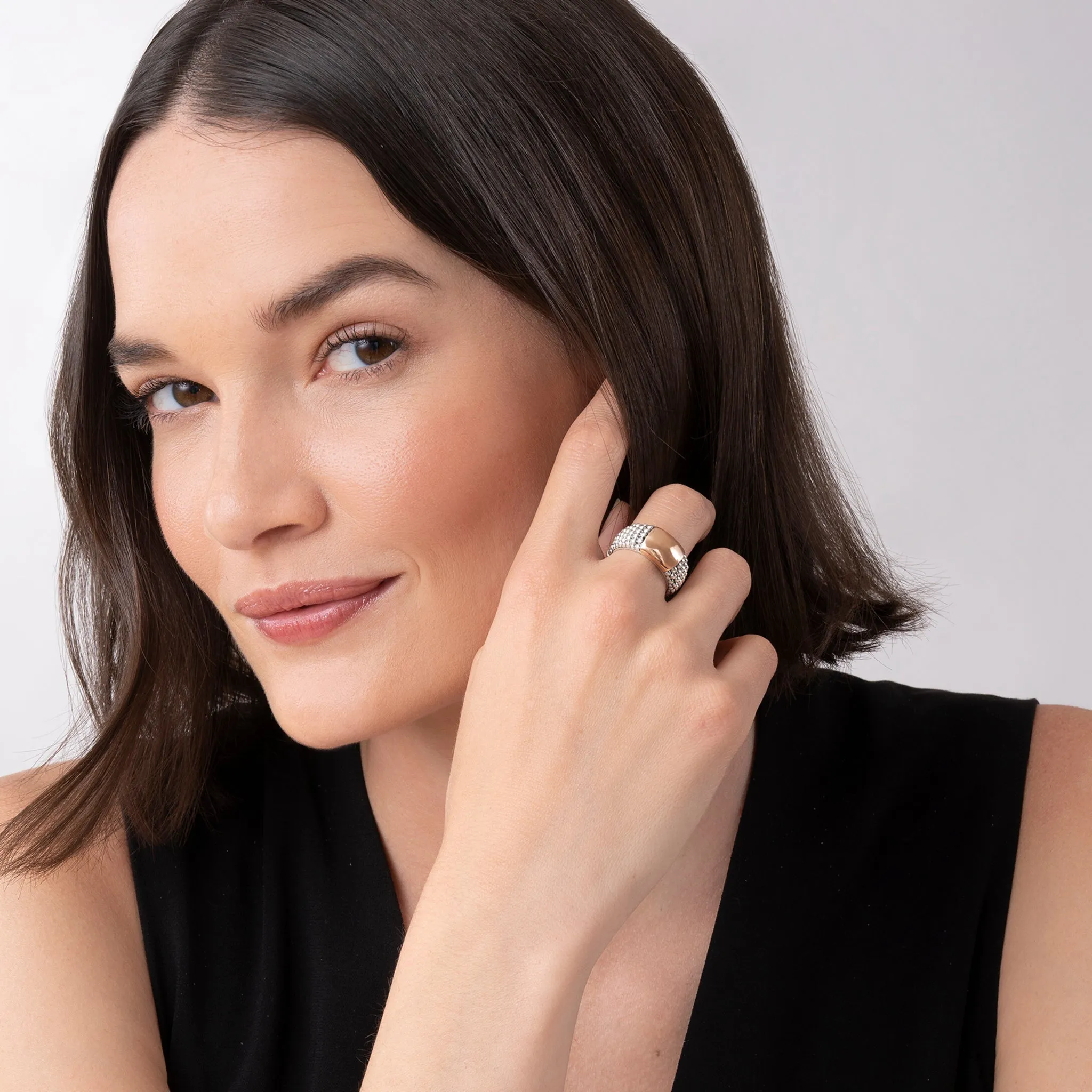 High Bar Rose Gold Station Caviar Ring sold by LAGOS product image thumbnail 2